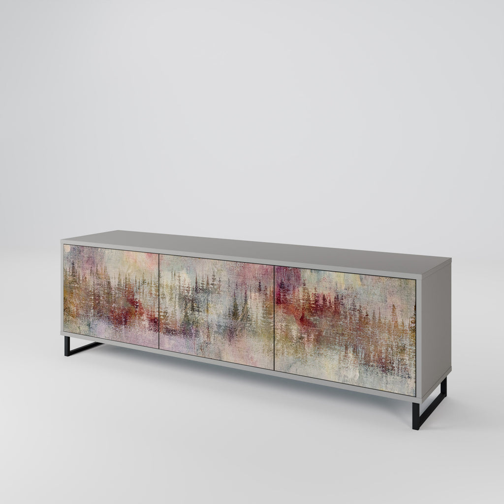 Meuble TV 3 portes VEILED SUMMIT finition grise