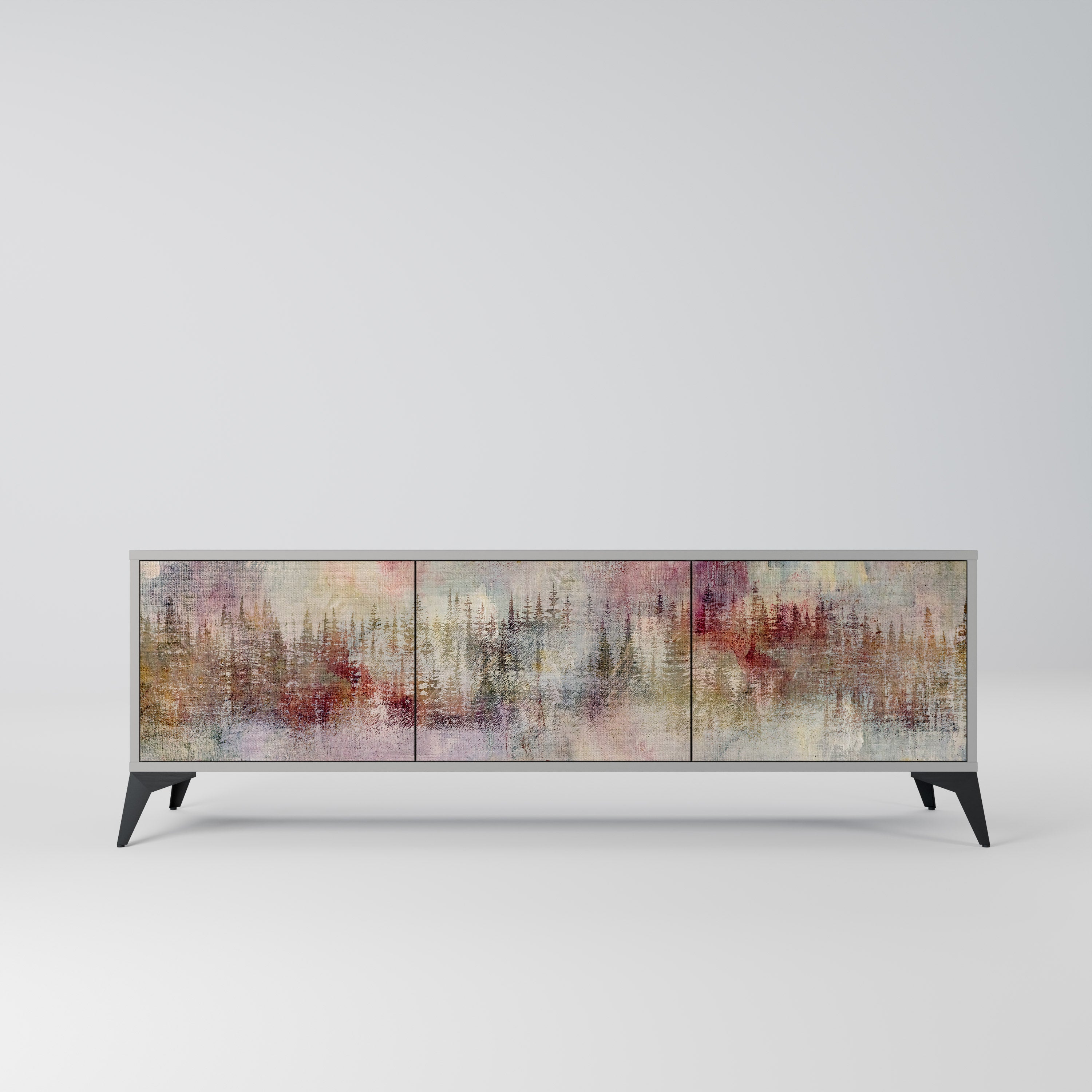 Meuble TV 3 portes VEILED SUMMIT finition grise