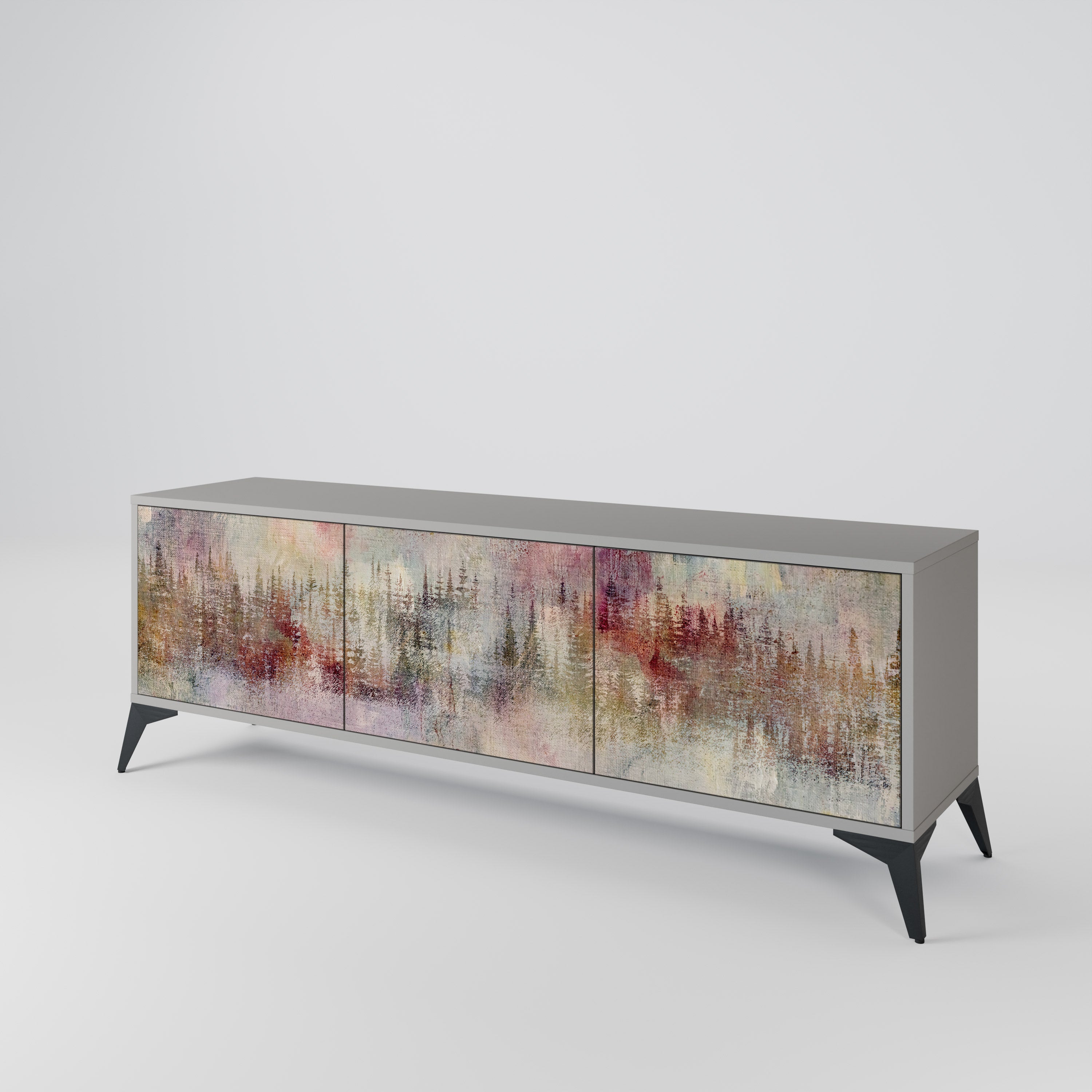 Meuble TV 3 portes VEILED SUMMIT finition grise