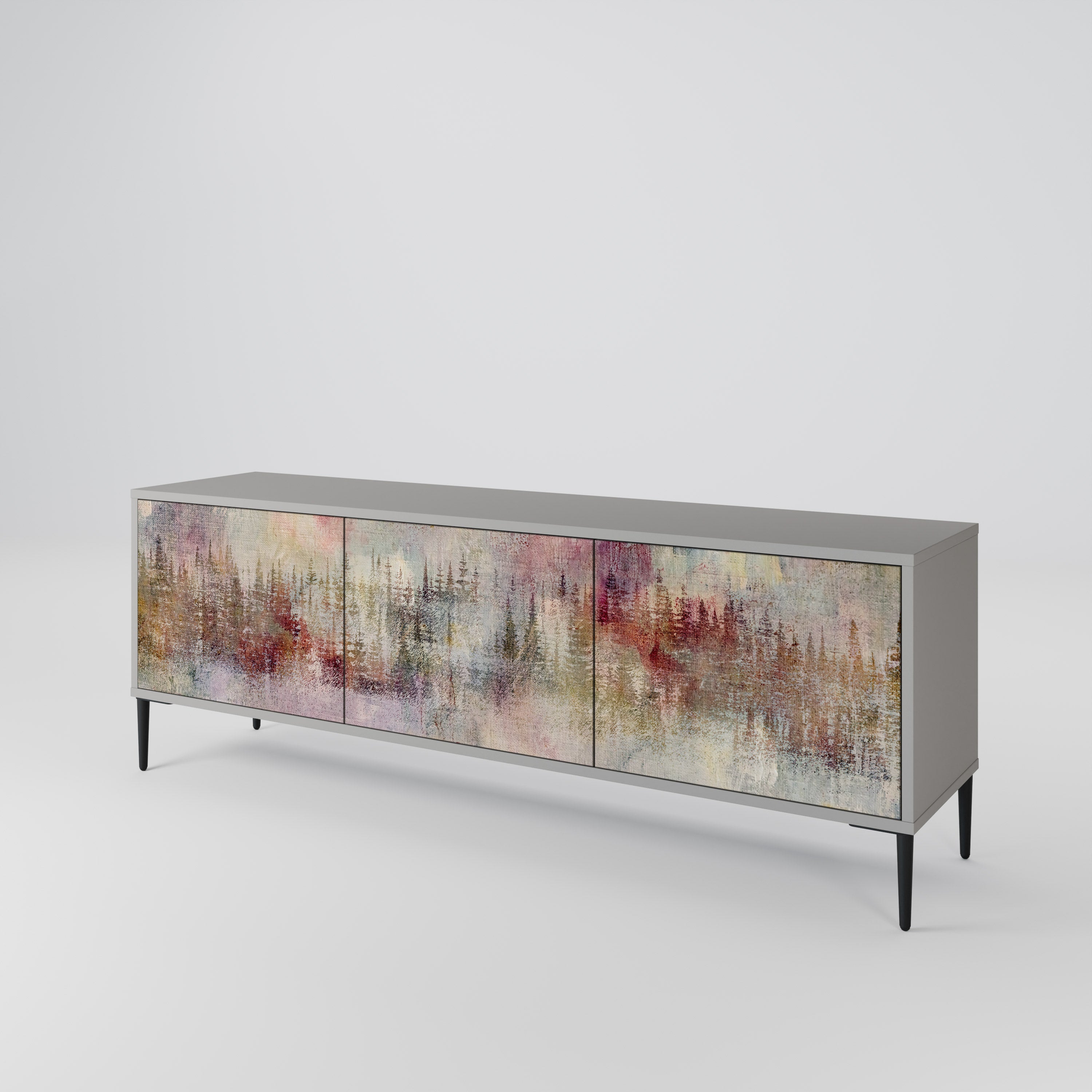 Meuble TV 3 portes VEILED SUMMIT finition grise