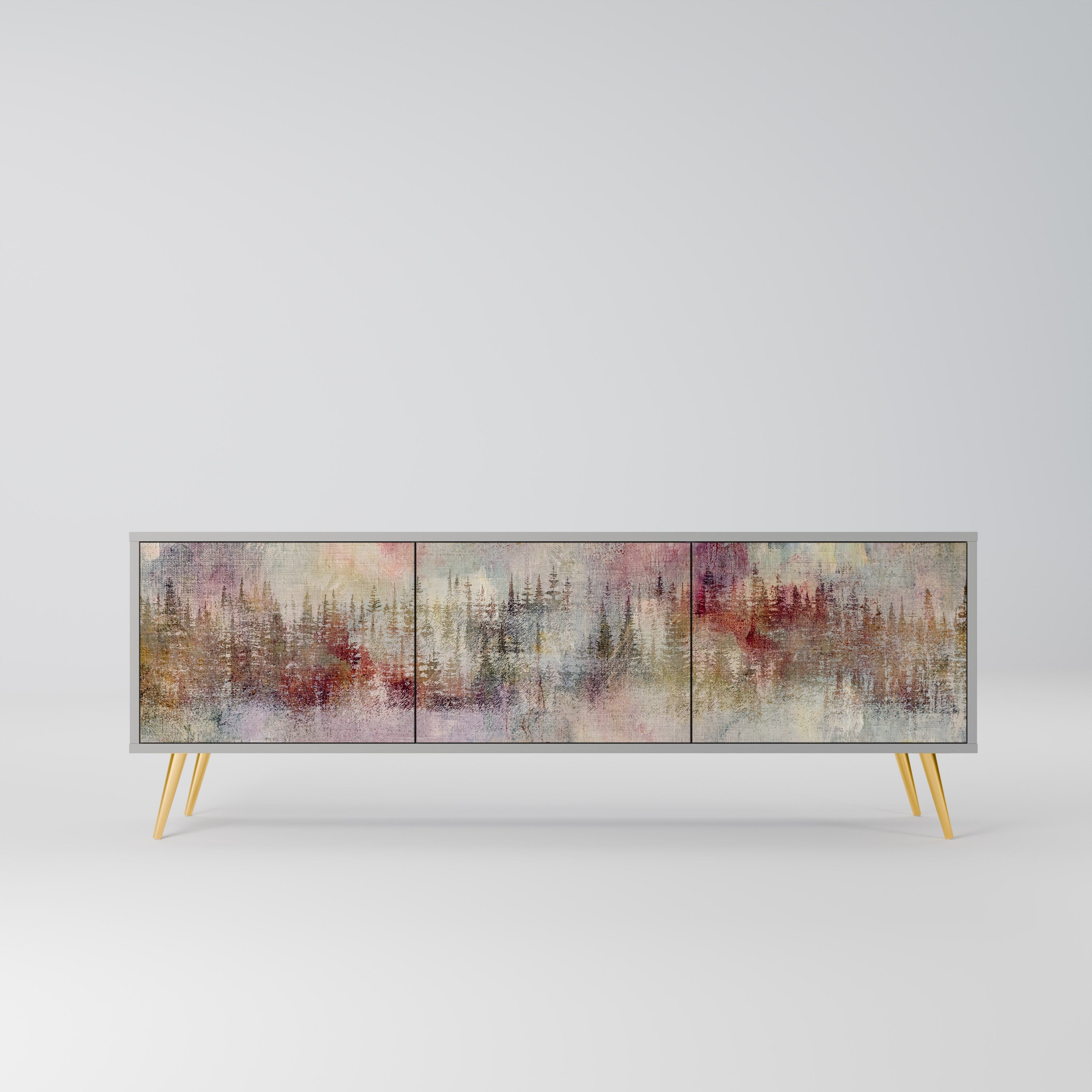 Meuble TV 3 portes VEILED SUMMIT finition grise