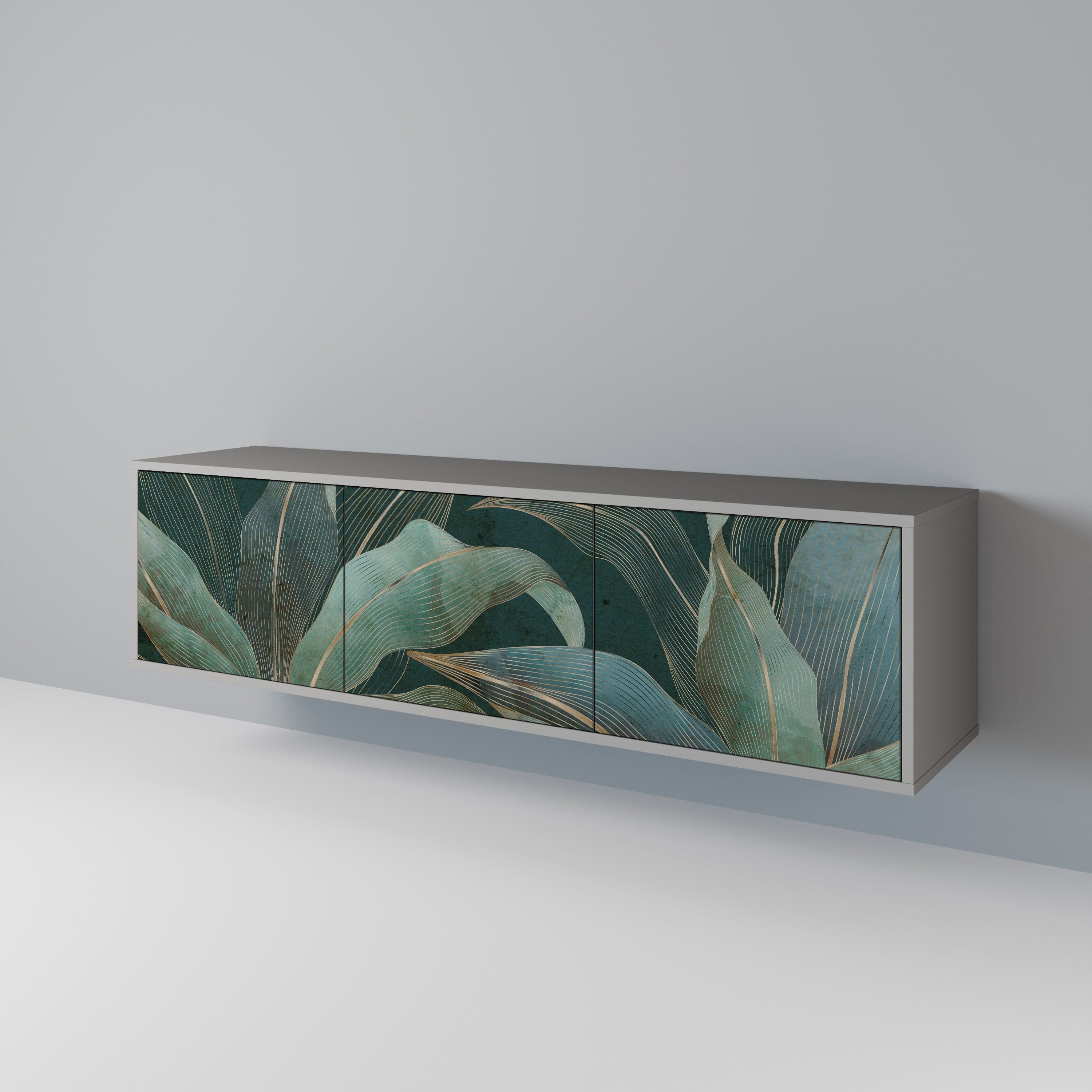 Meuble TV 3 portes ROYAL GREEN finition grise