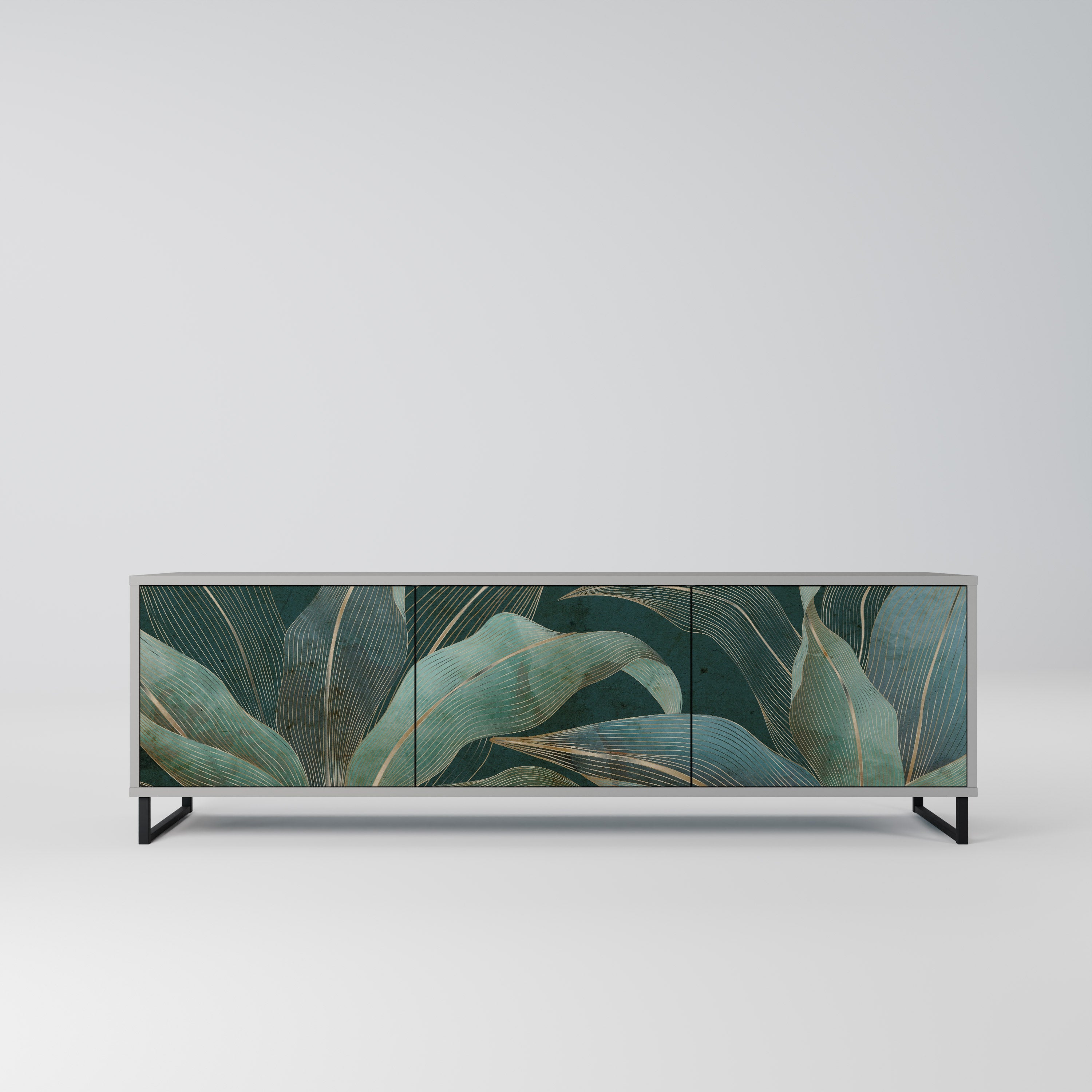 Meuble TV 3 portes ROYAL GREEN finition grise