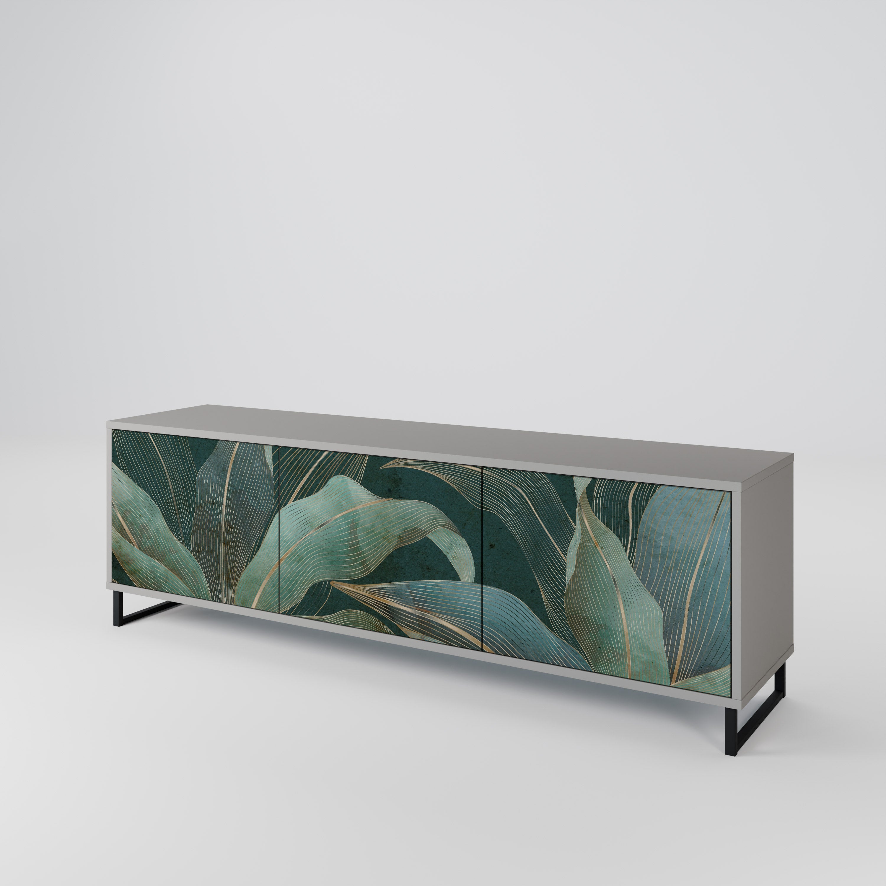 Meuble TV 3 portes ROYAL GREEN finition grise