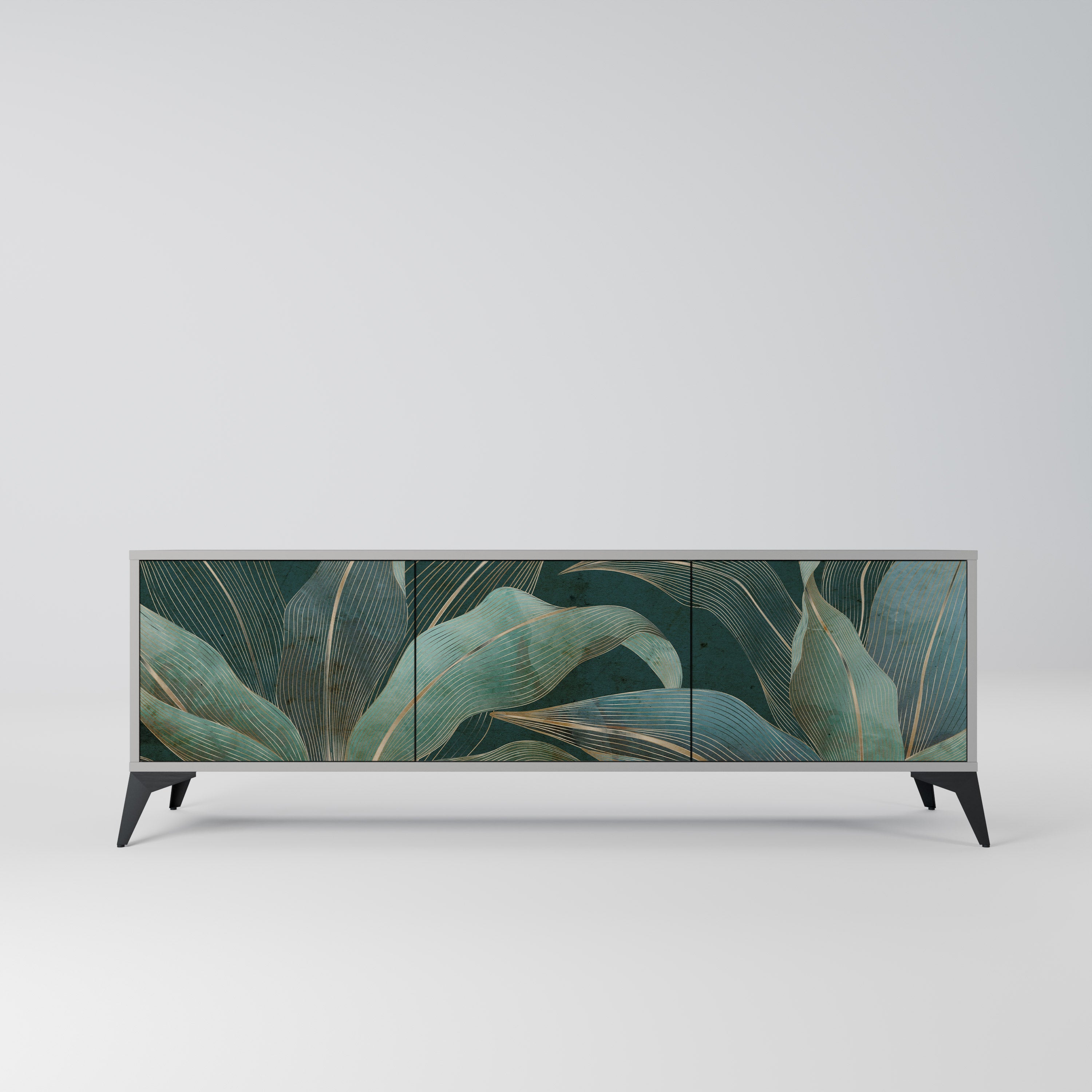 Meuble TV 3 portes ROYAL GREEN finition grise