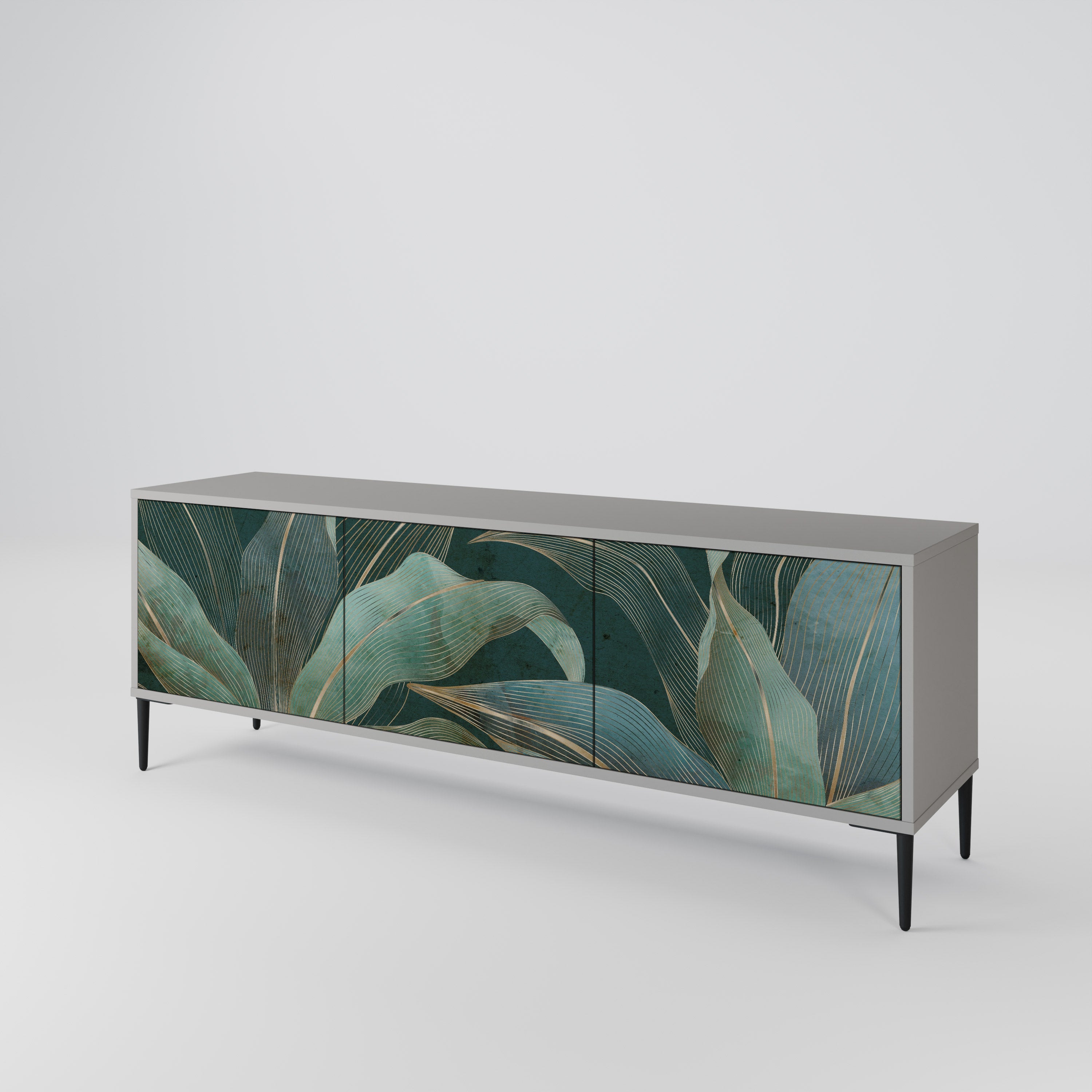 Meuble TV 3 portes ROYAL GREEN finition grise