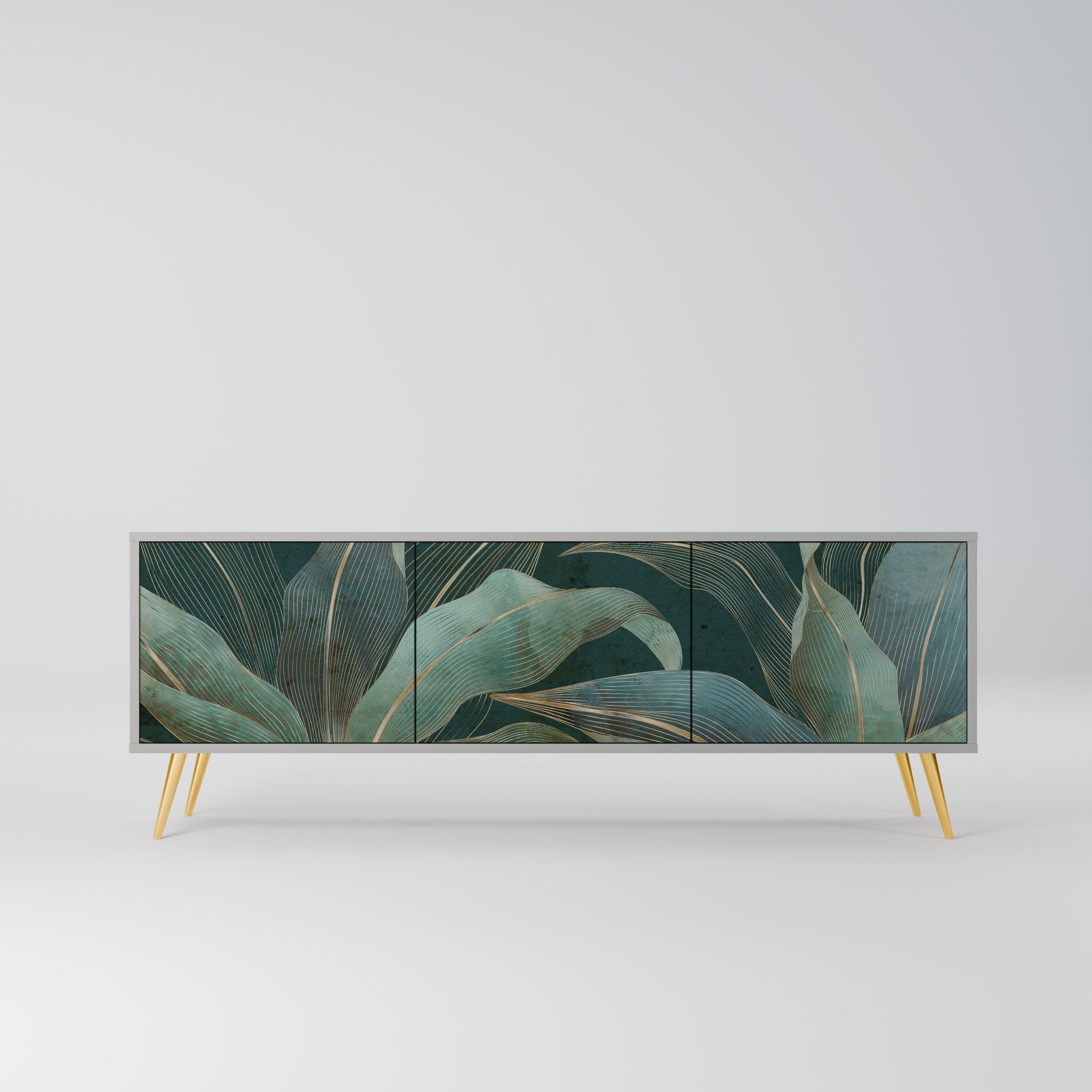 Meuble TV 3 portes ROYAL GREEN finition grise