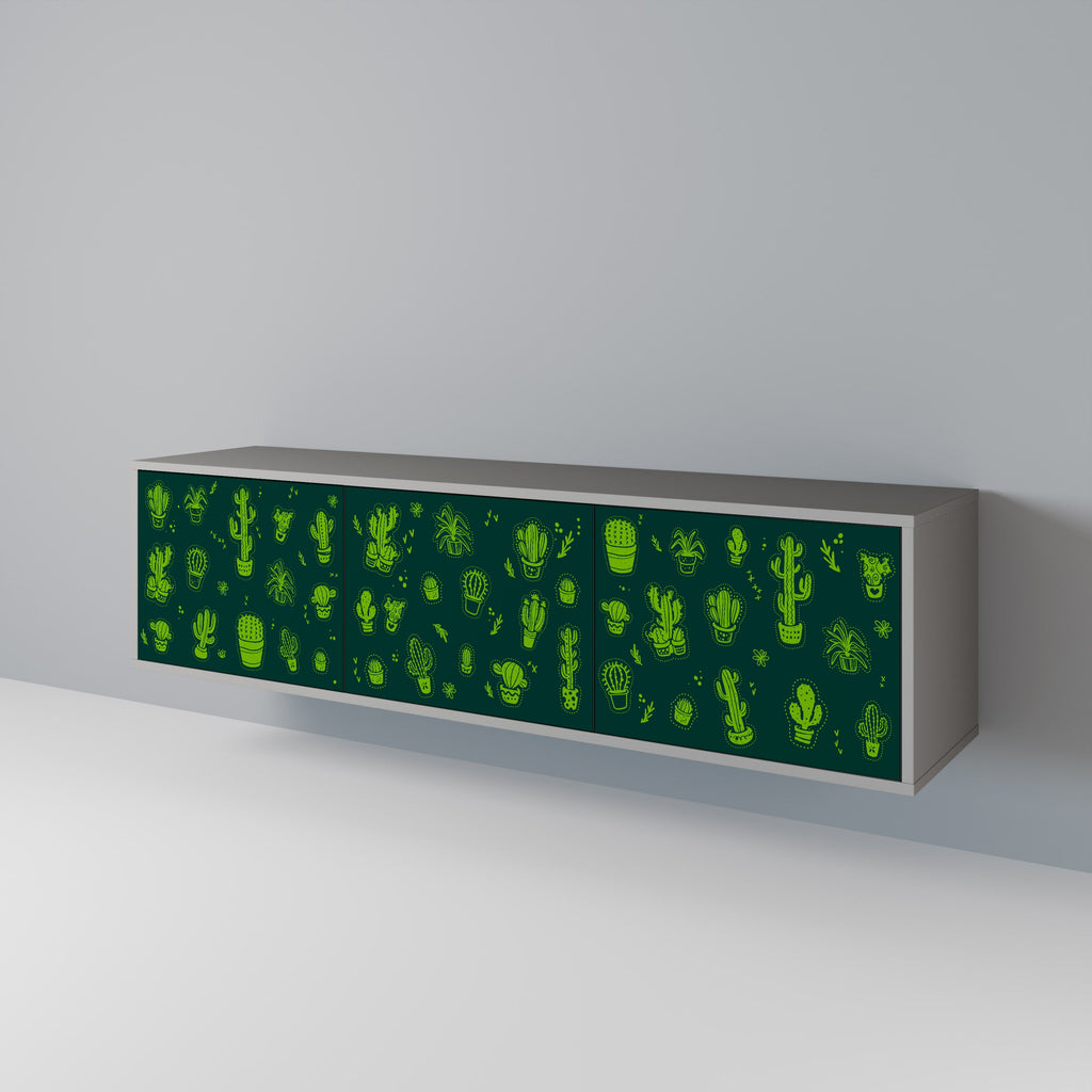 Meuble TV 3 portes DESERT GREEN, finition grise