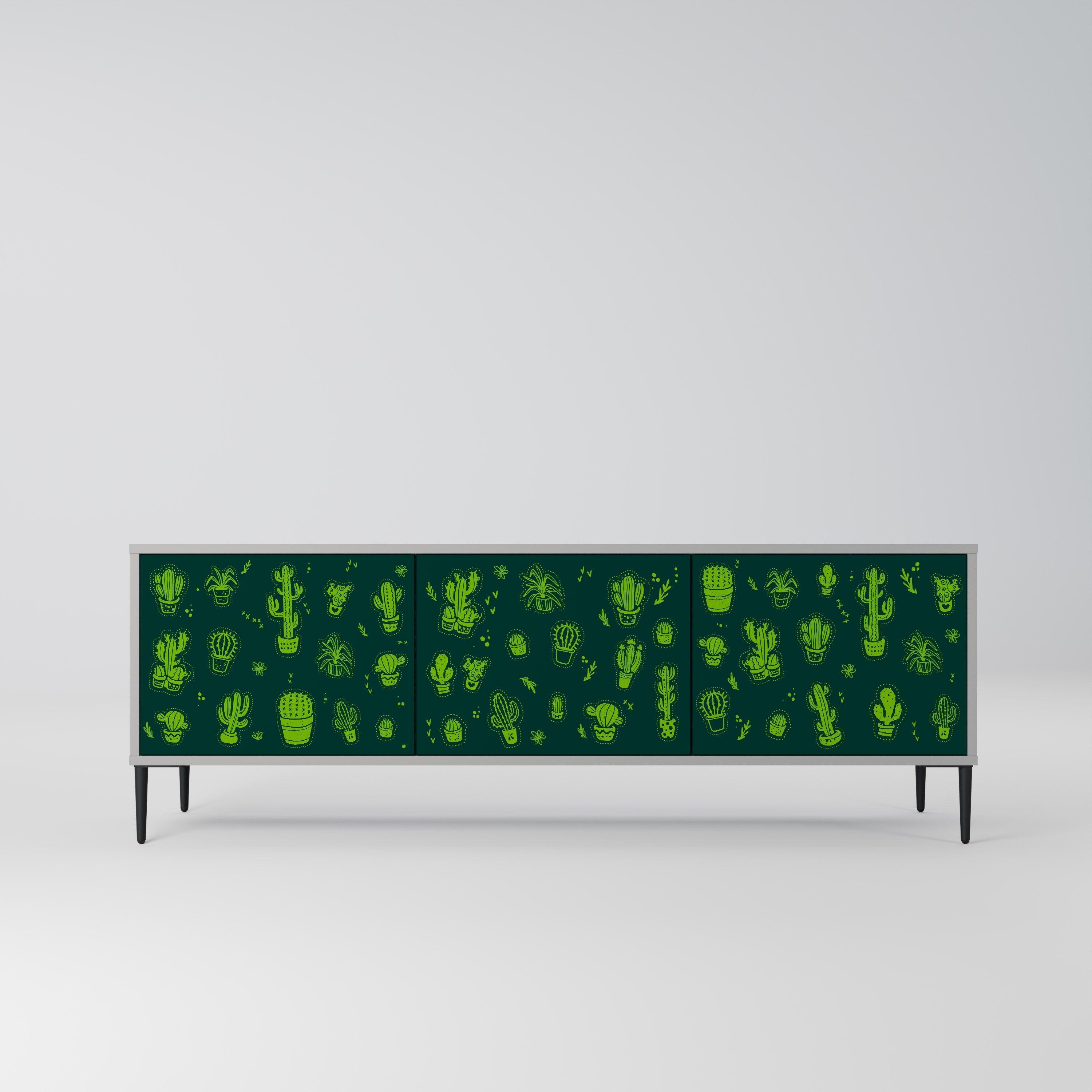 Meuble TV 3 portes DESERT GREEN, finition grise