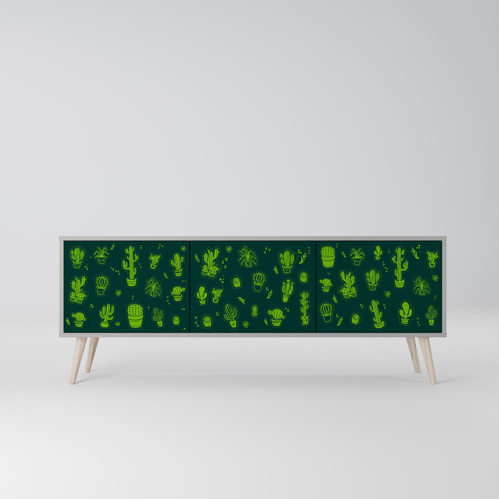 Meuble TV 3 portes DESERT GREEN, finition grise