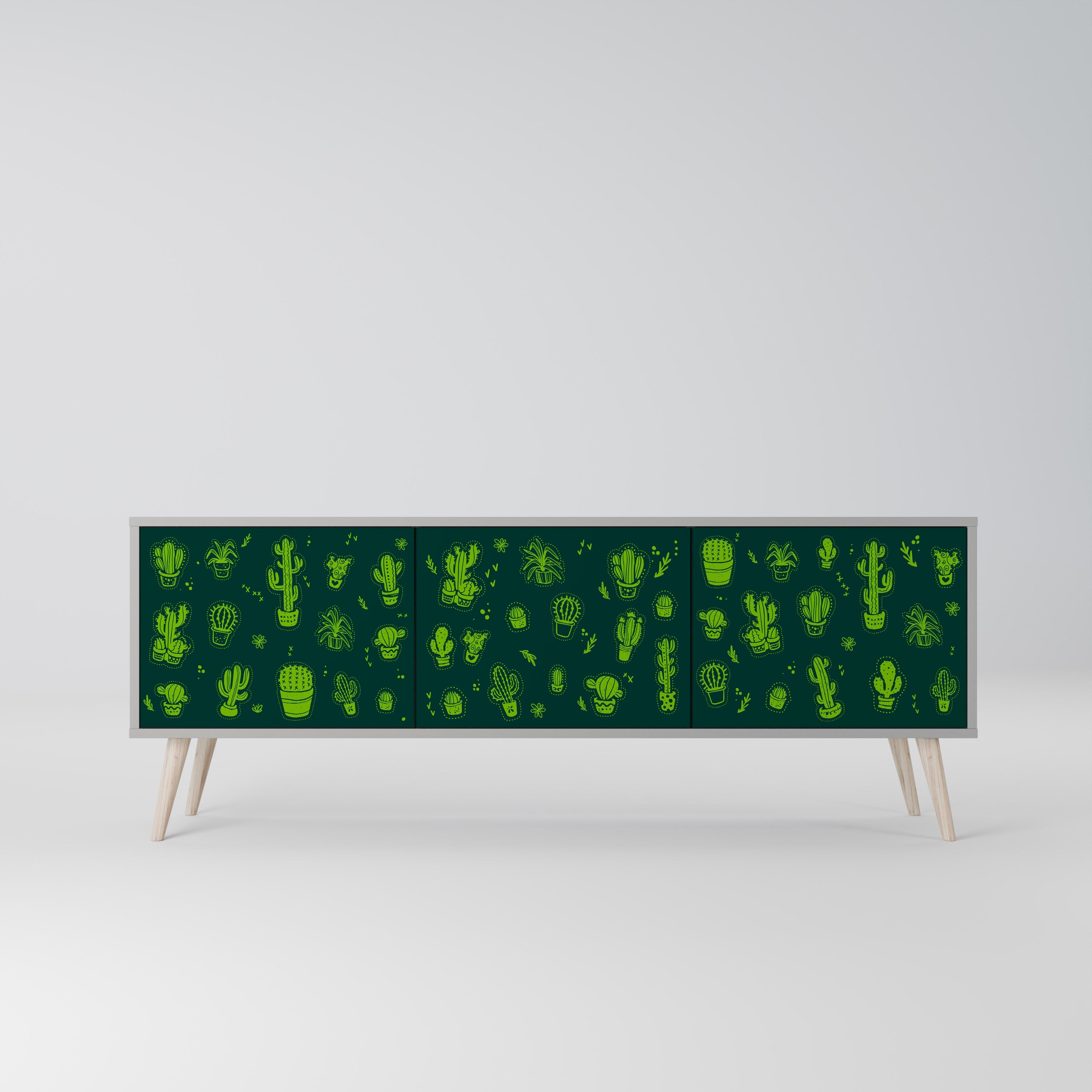 Meuble TV 3 portes DESERT GREEN, finition grise