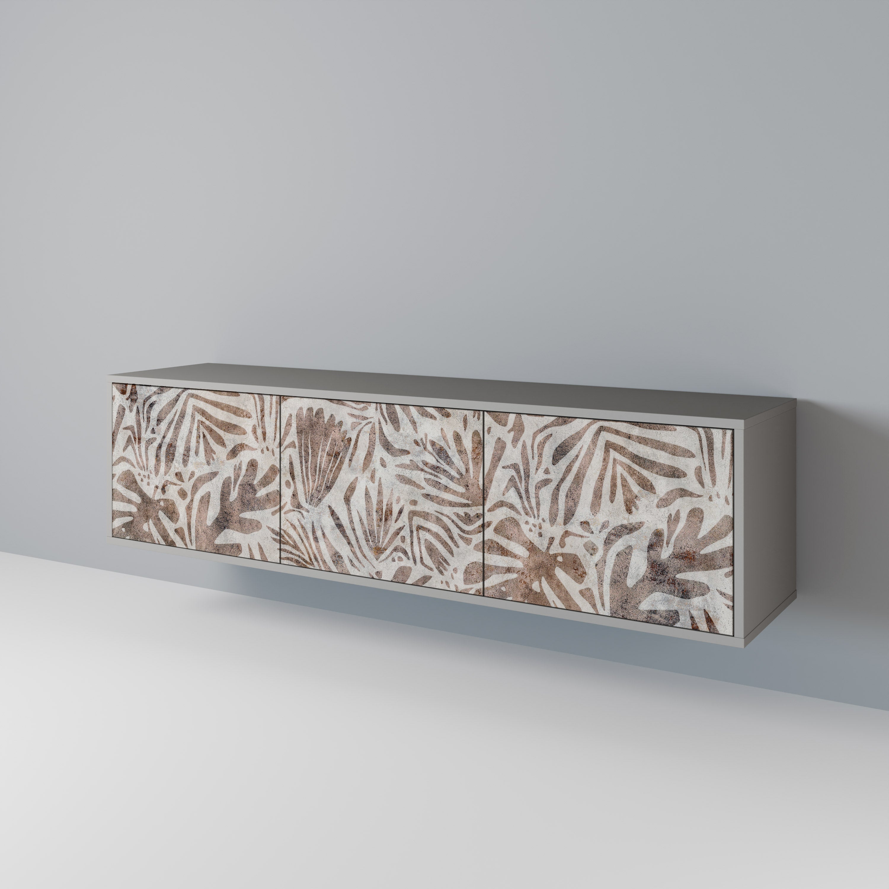 Meuble TV 3 portes PASSING TIME, finition grise