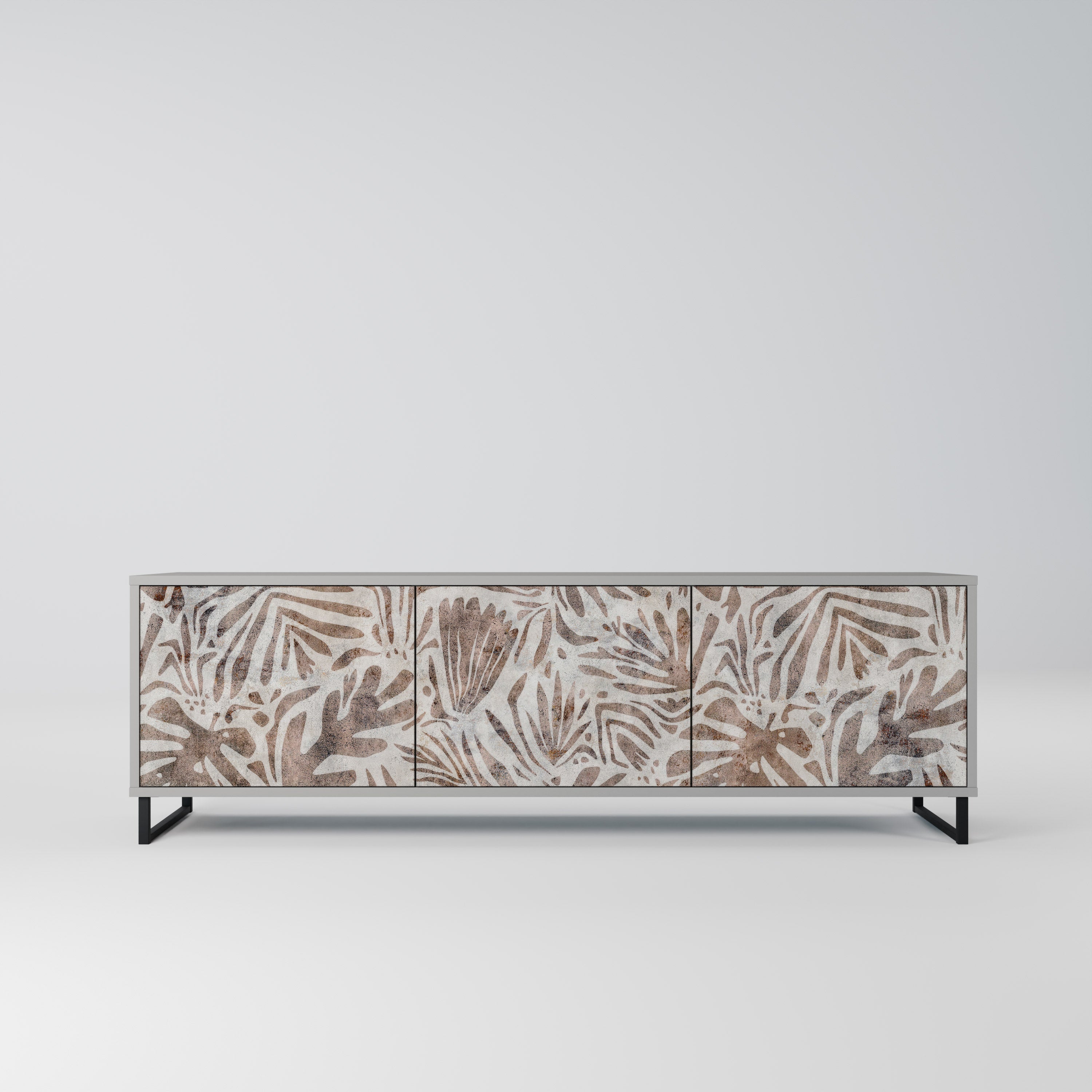 Meuble TV 3 portes PASSING TIME, finition grise