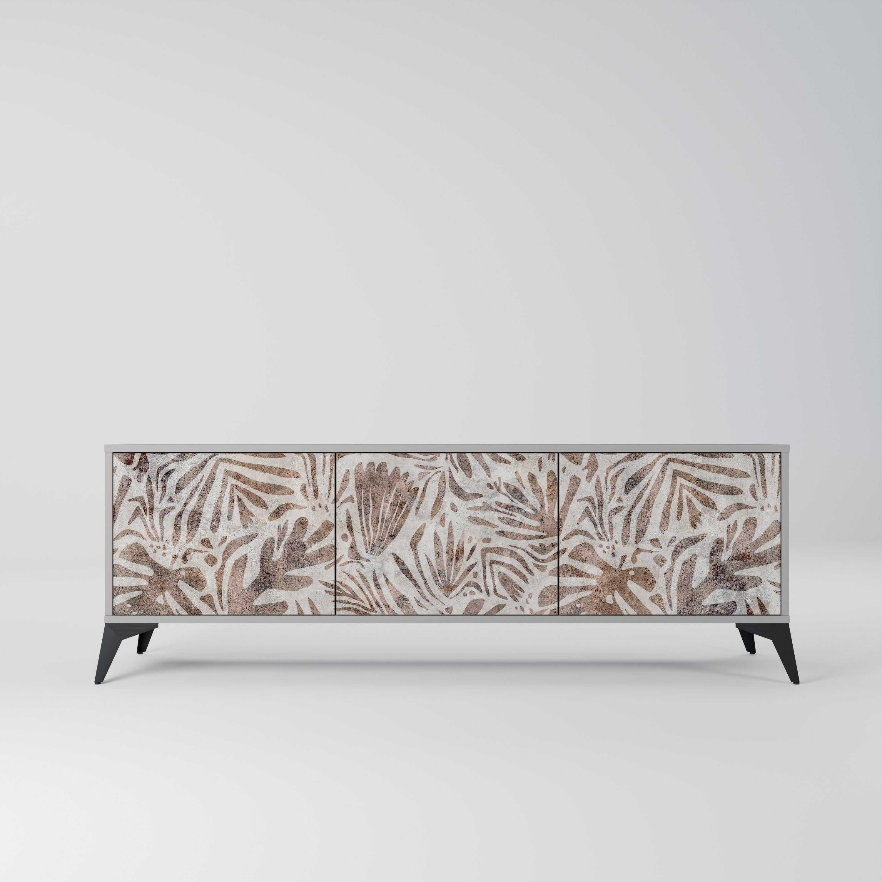 Meuble TV 3 portes PASSING TIME, finition grise