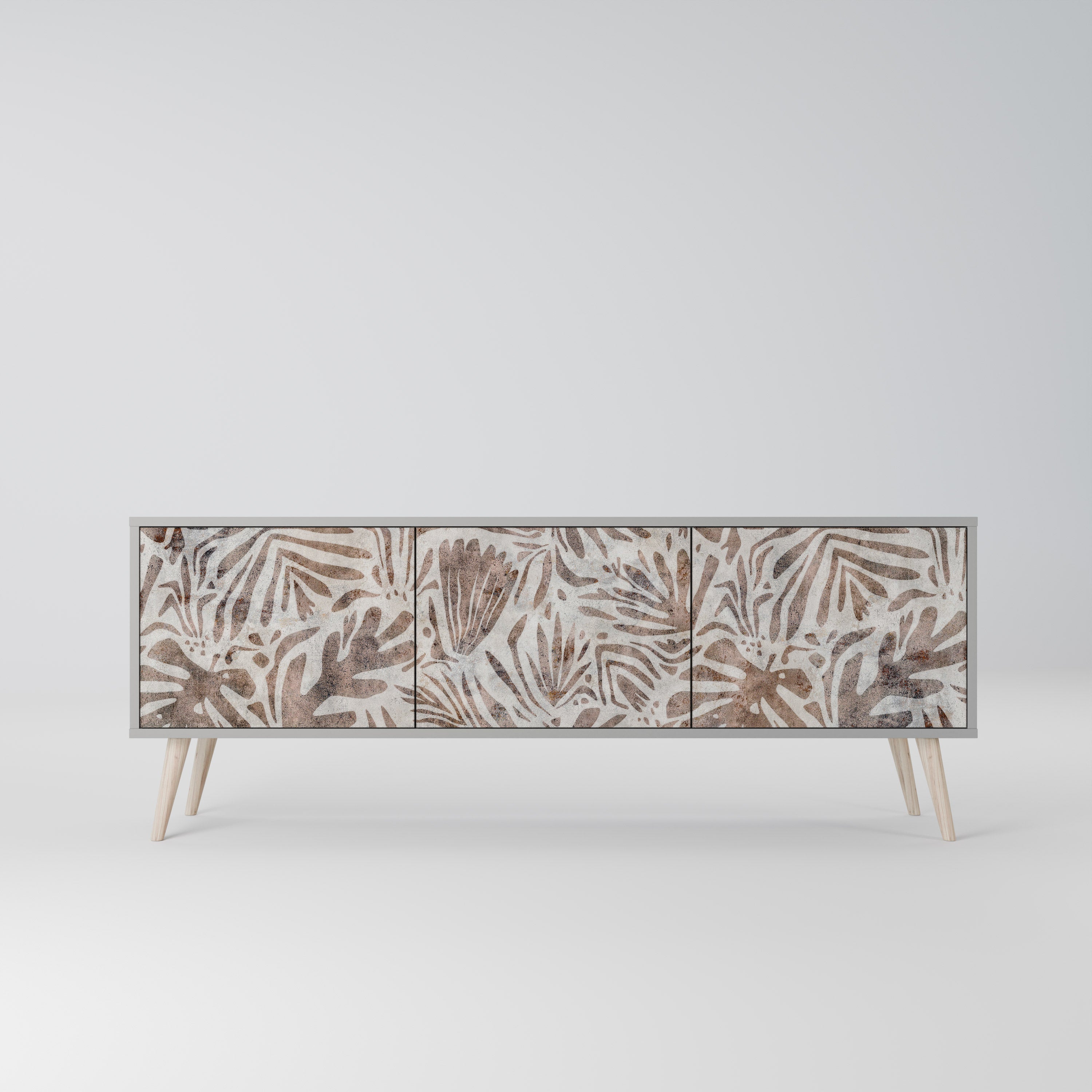 Meuble TV 3 portes PASSING TIME, finition grise