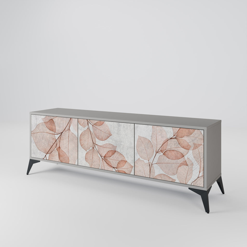Meuble TV 3 portes AUTUMN FRAGILITY, finition grise