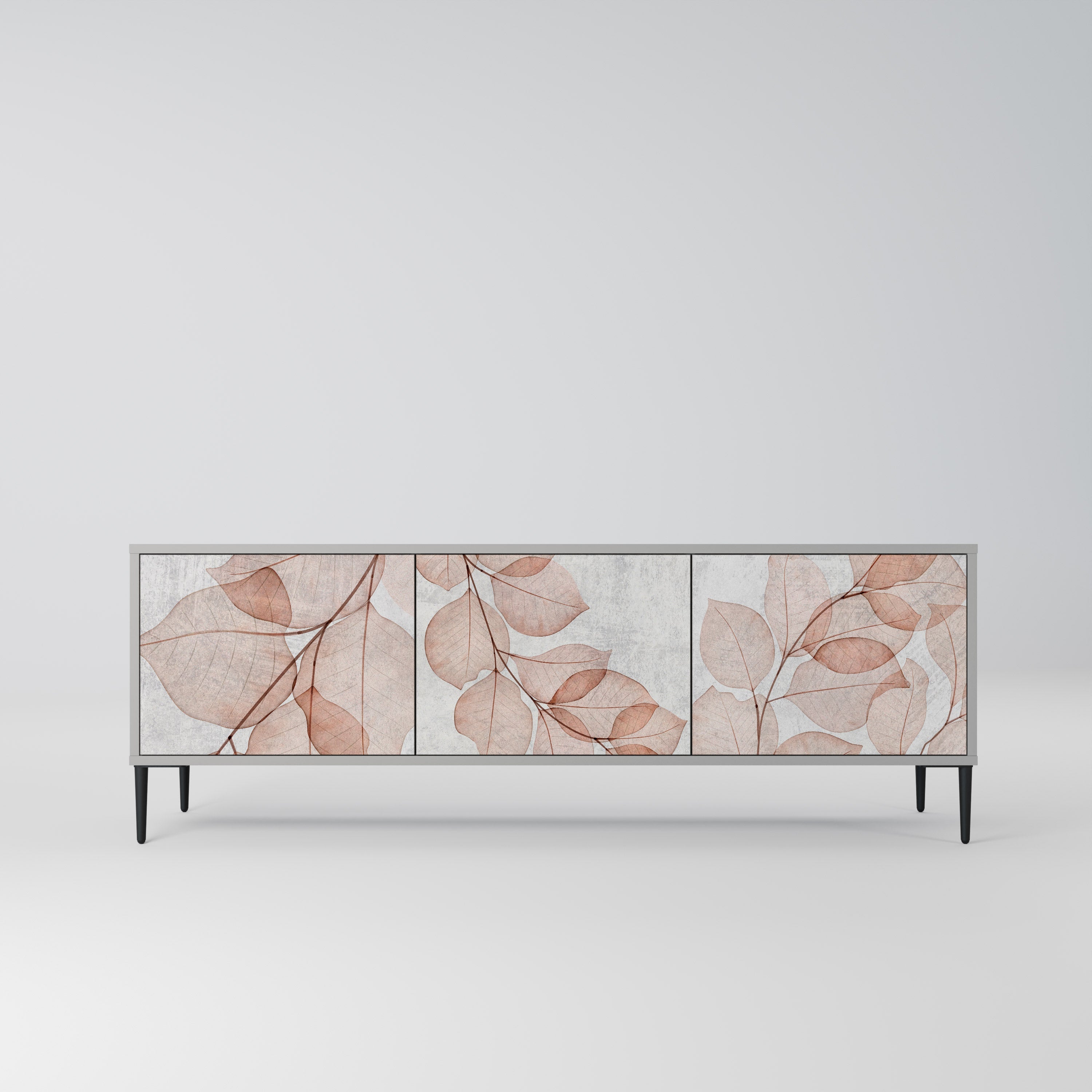 Meuble TV 3 portes AUTUMN FRAGILITY, finition grise