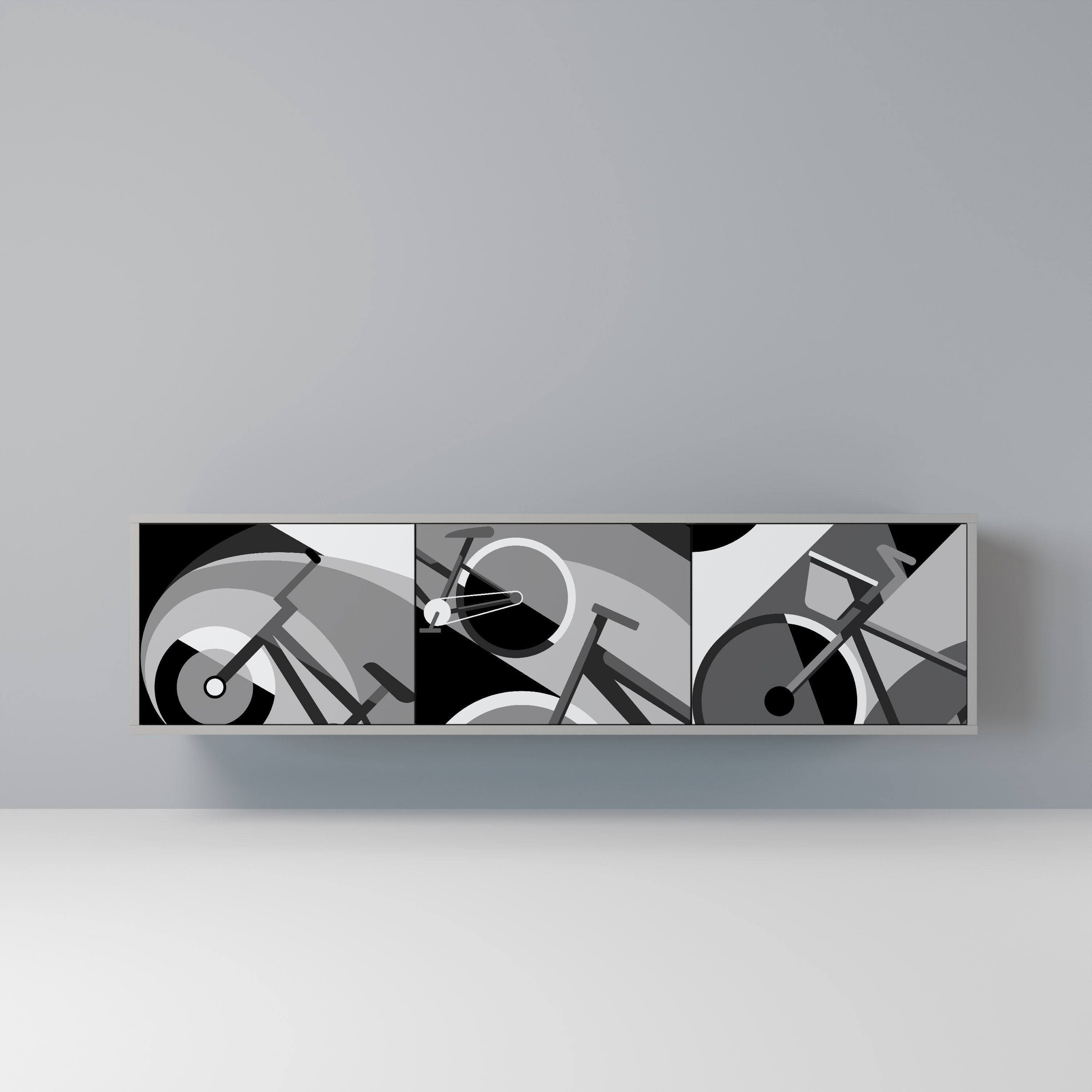 Meuble TV 3 portes BIKE ENERGY finition grise