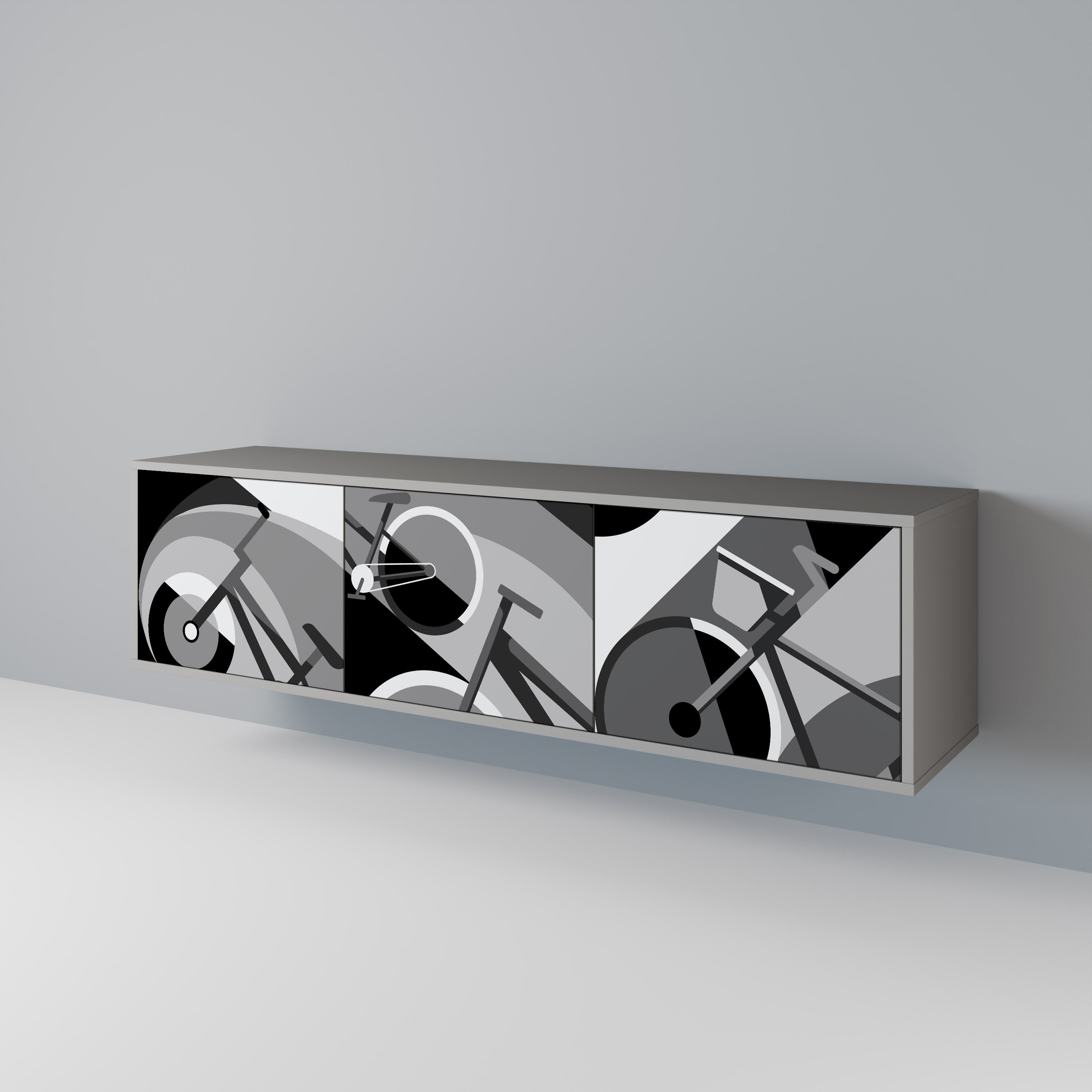 Meuble TV 3 portes BIKE ENERGY finition grise