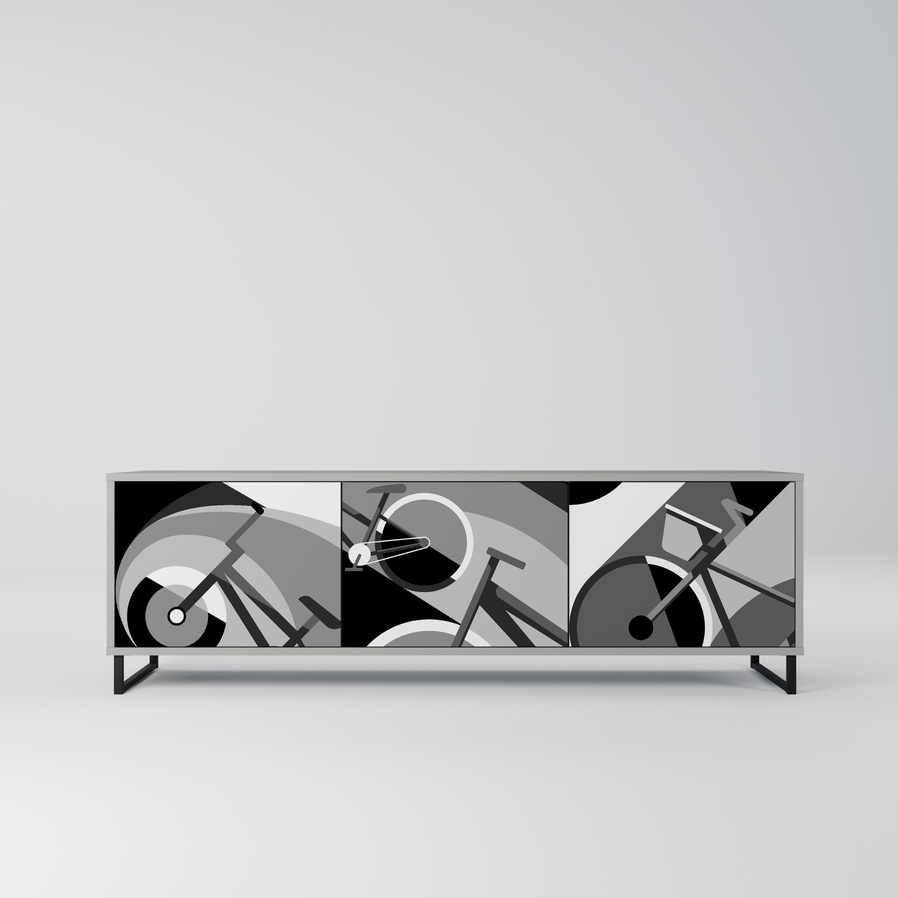 Meuble TV 3 portes BIKE ENERGY finition grise