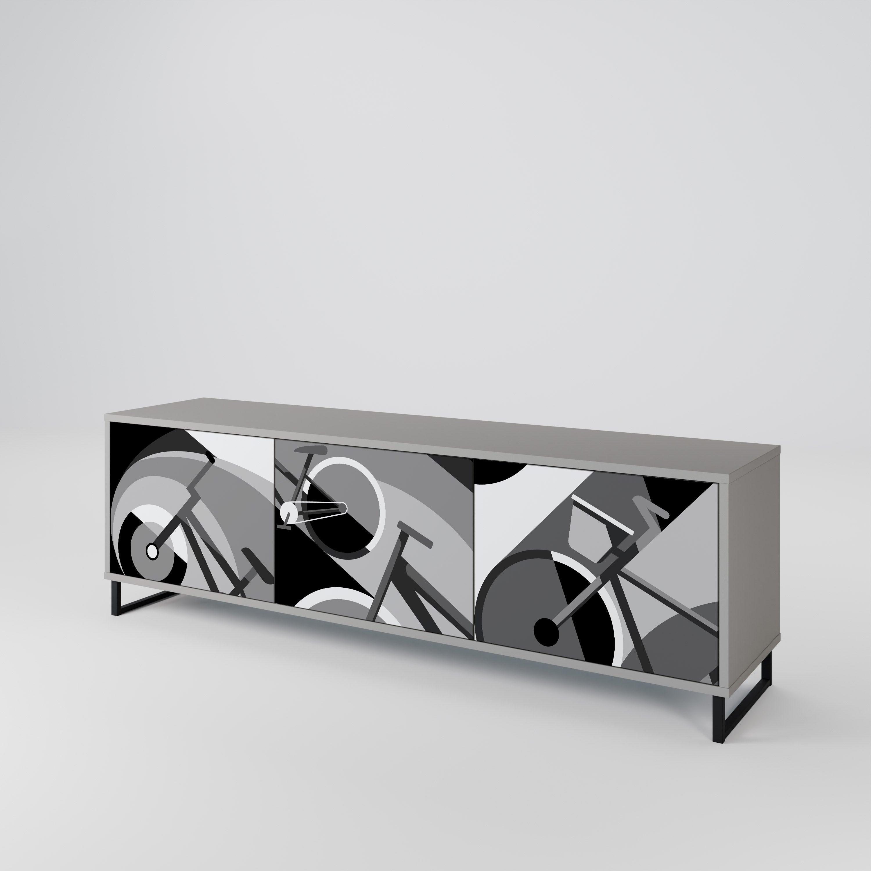 Meuble TV 3 portes BIKE ENERGY finition grise