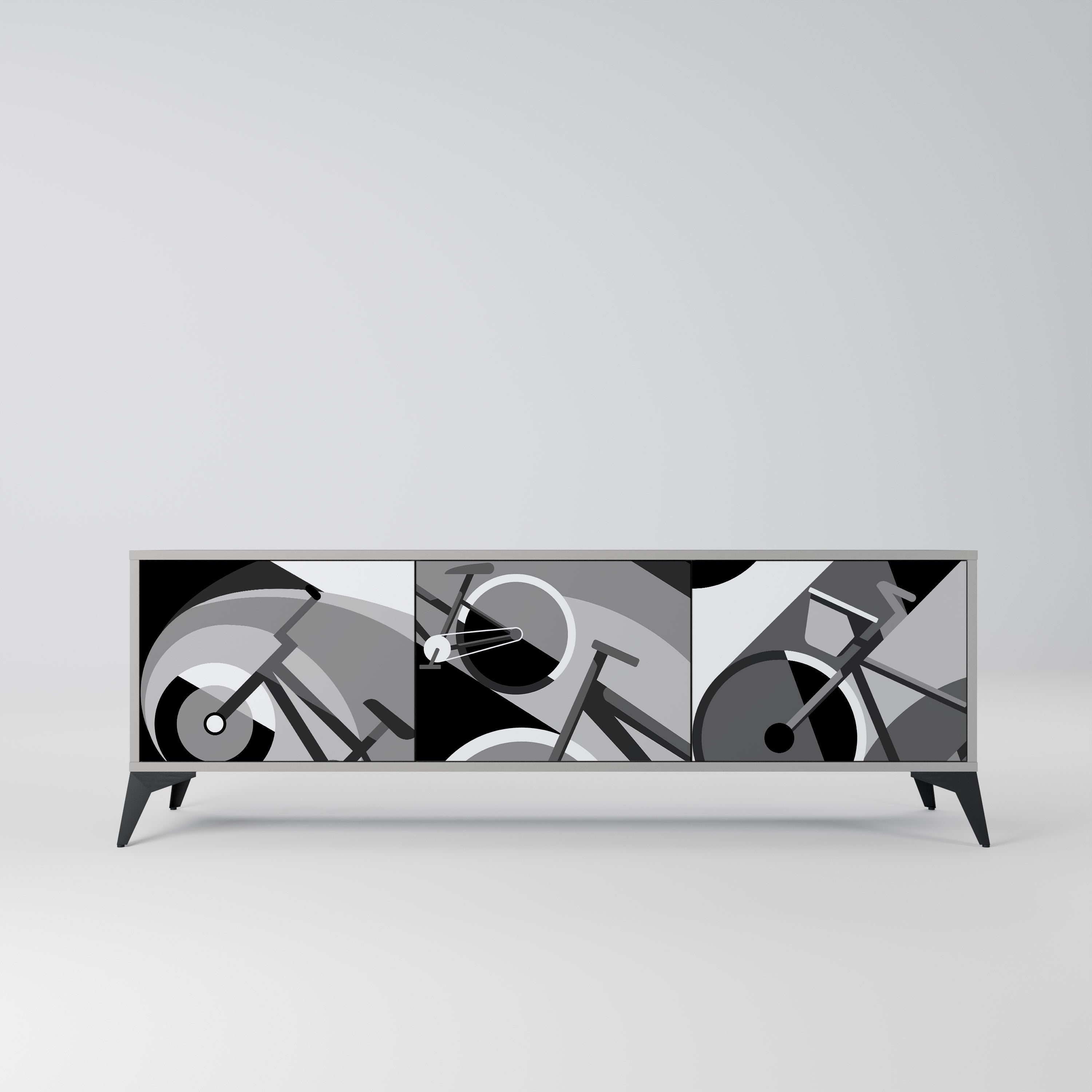 Meuble TV 3 portes BIKE ENERGY finition grise