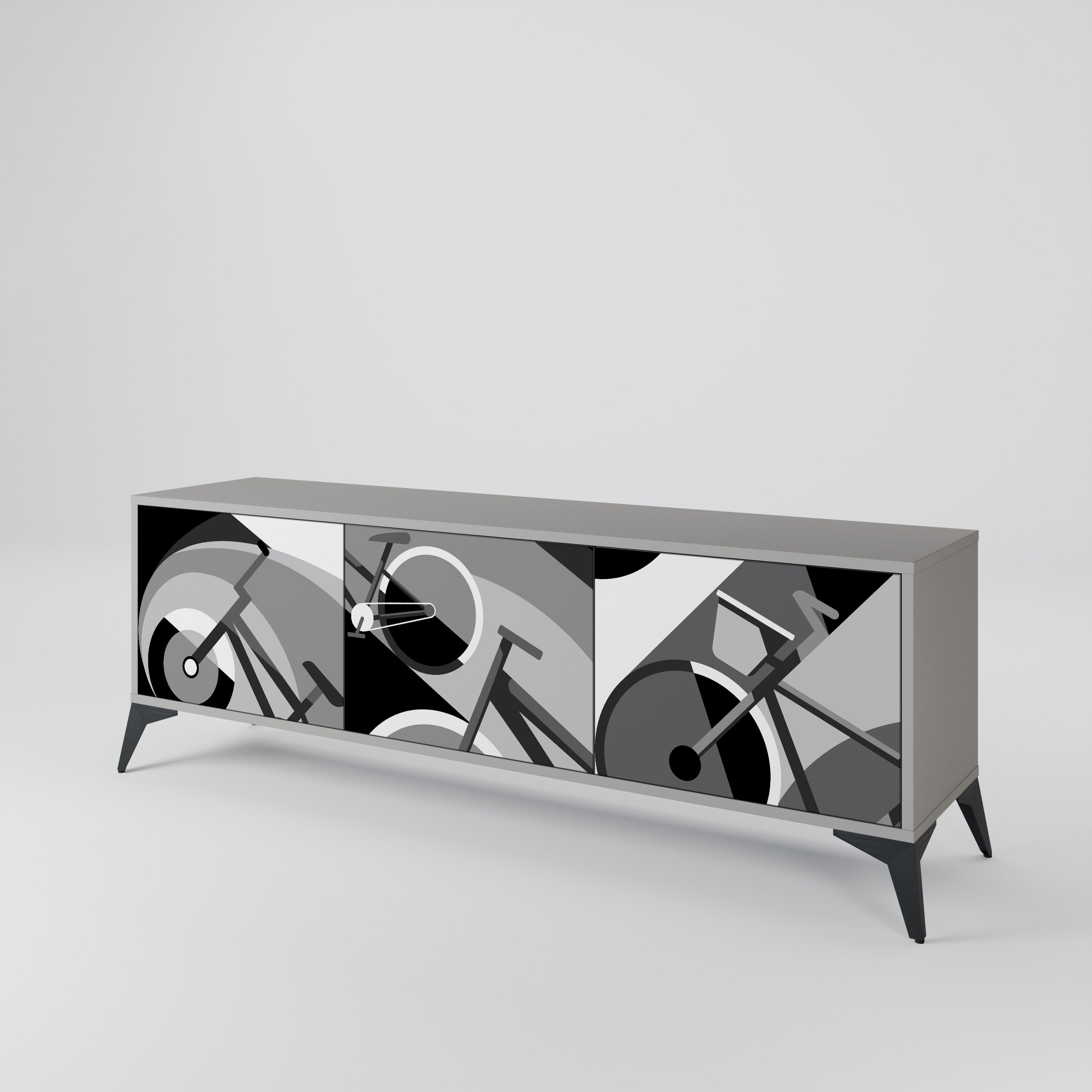 Meuble TV 3 portes BIKE ENERGY finition grise