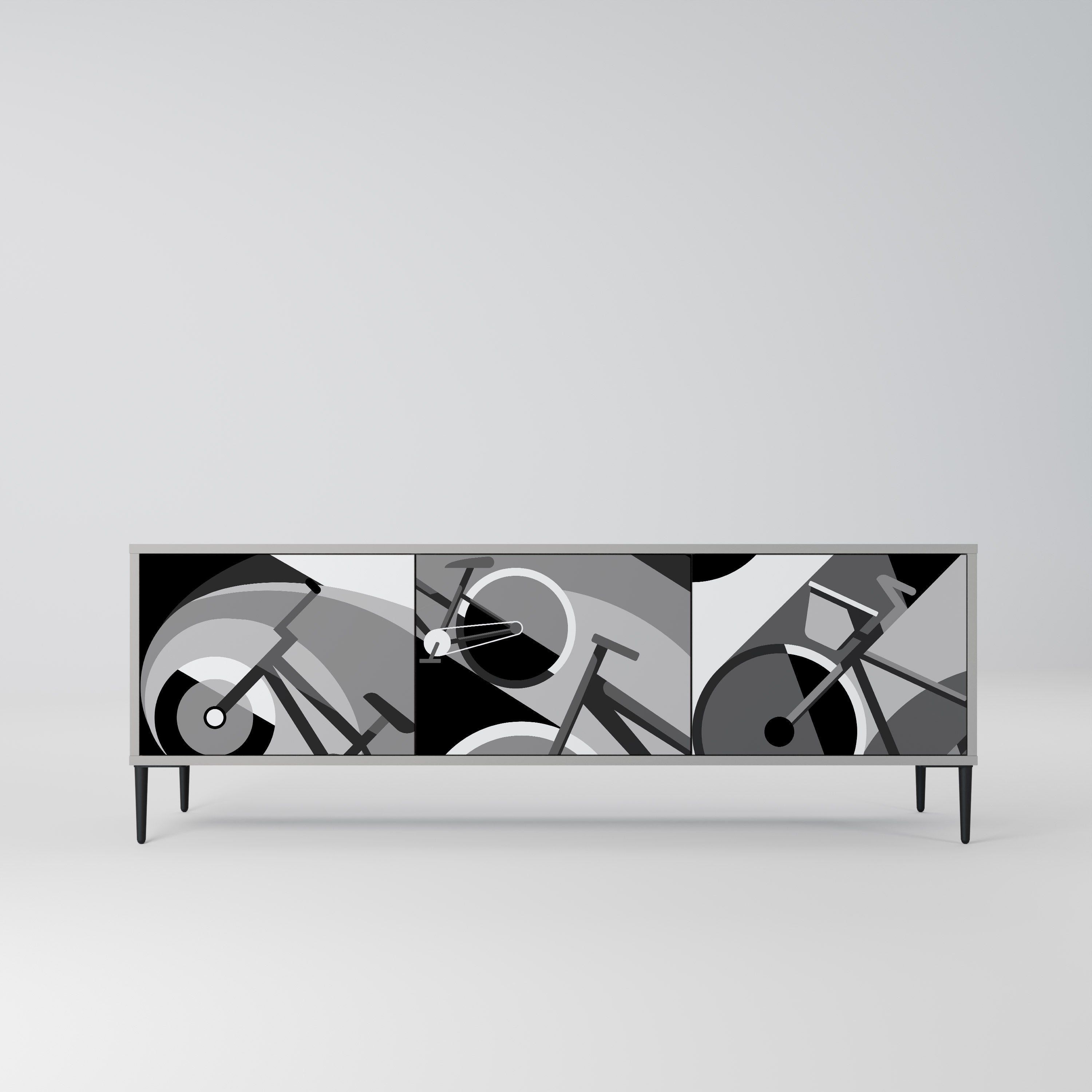 Meuble TV 3 portes BIKE ENERGY finition grise