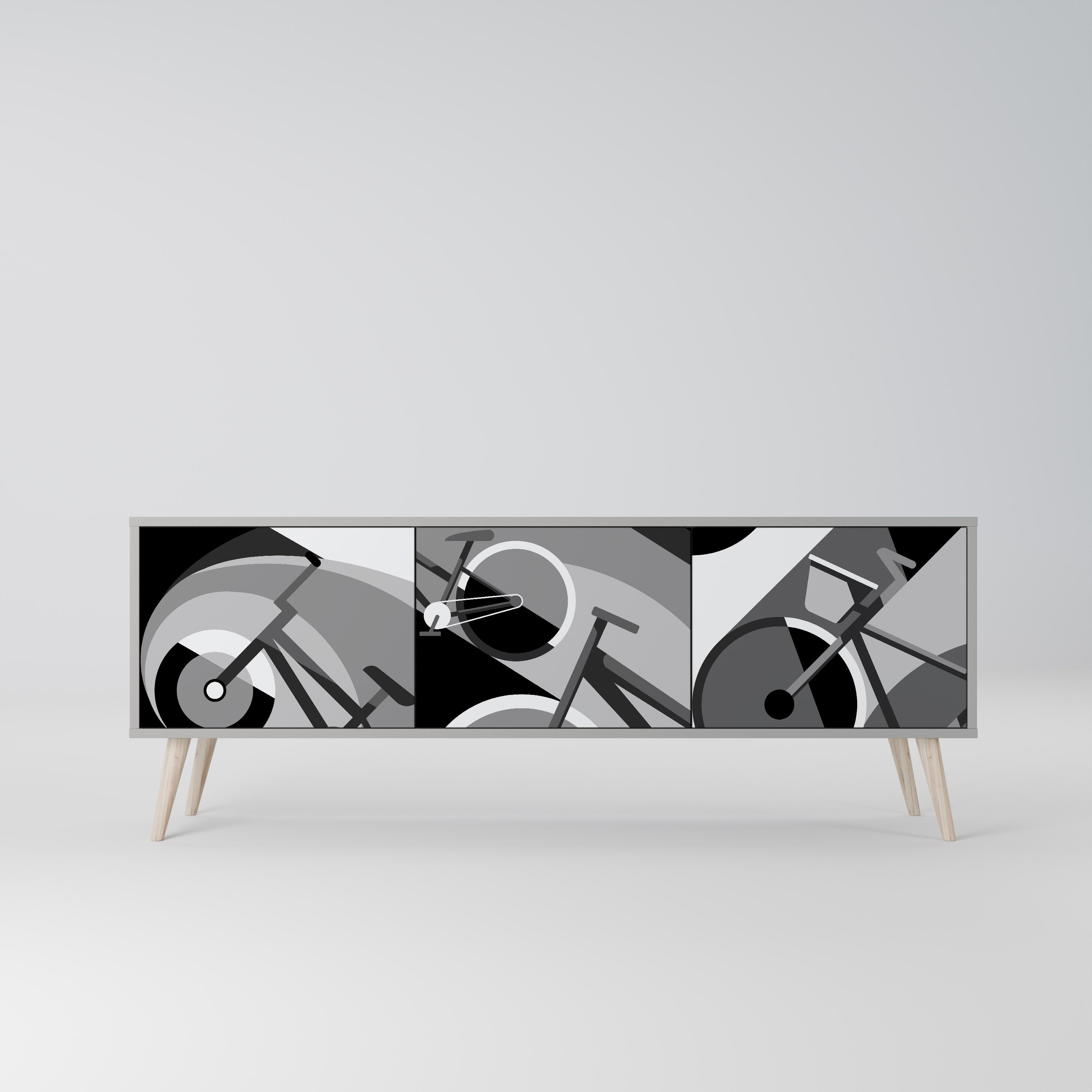 Meuble TV 3 portes BIKE ENERGY finition grise