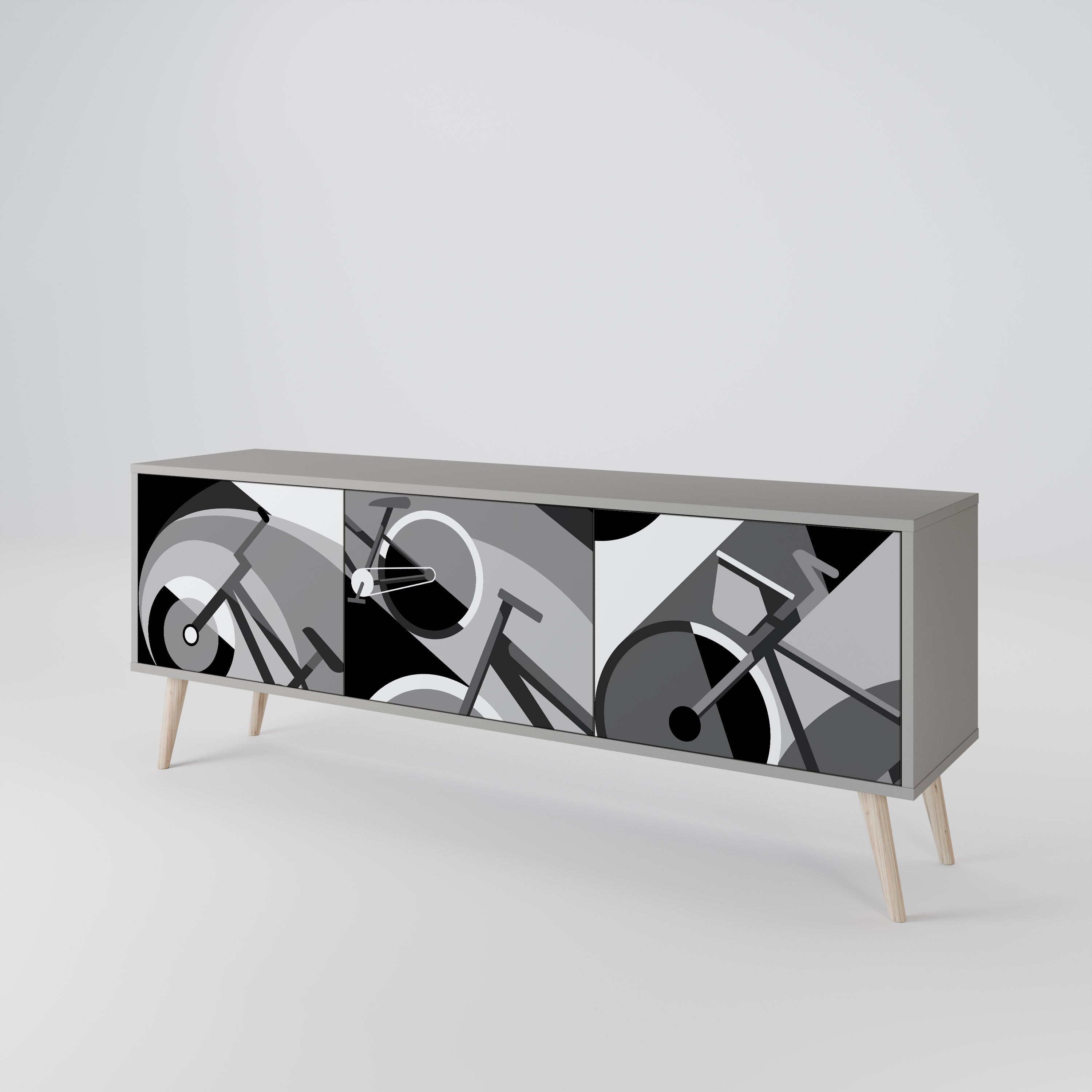 Meuble TV 3 portes BIKE ENERGY finition grise