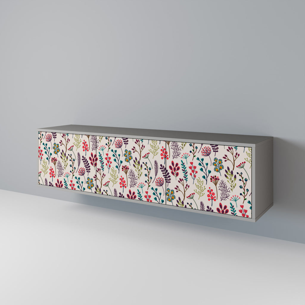 Meuble TV 3 portes AUTUMN SUNDRIES, finition grise