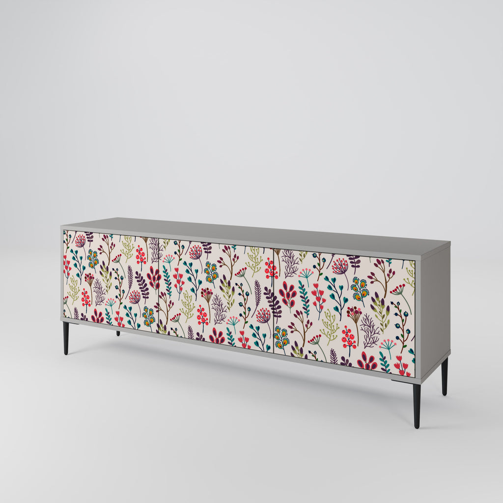 Meuble TV 3 portes AUTUMN SUNDRIES, finition grise