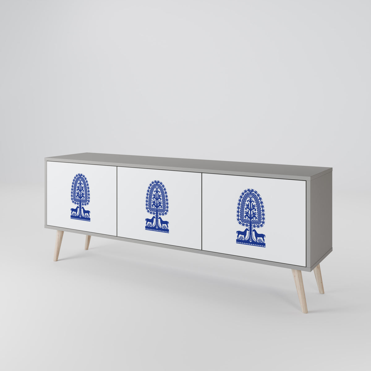 POLISH FOLK ART 3-Door TV Cabinet