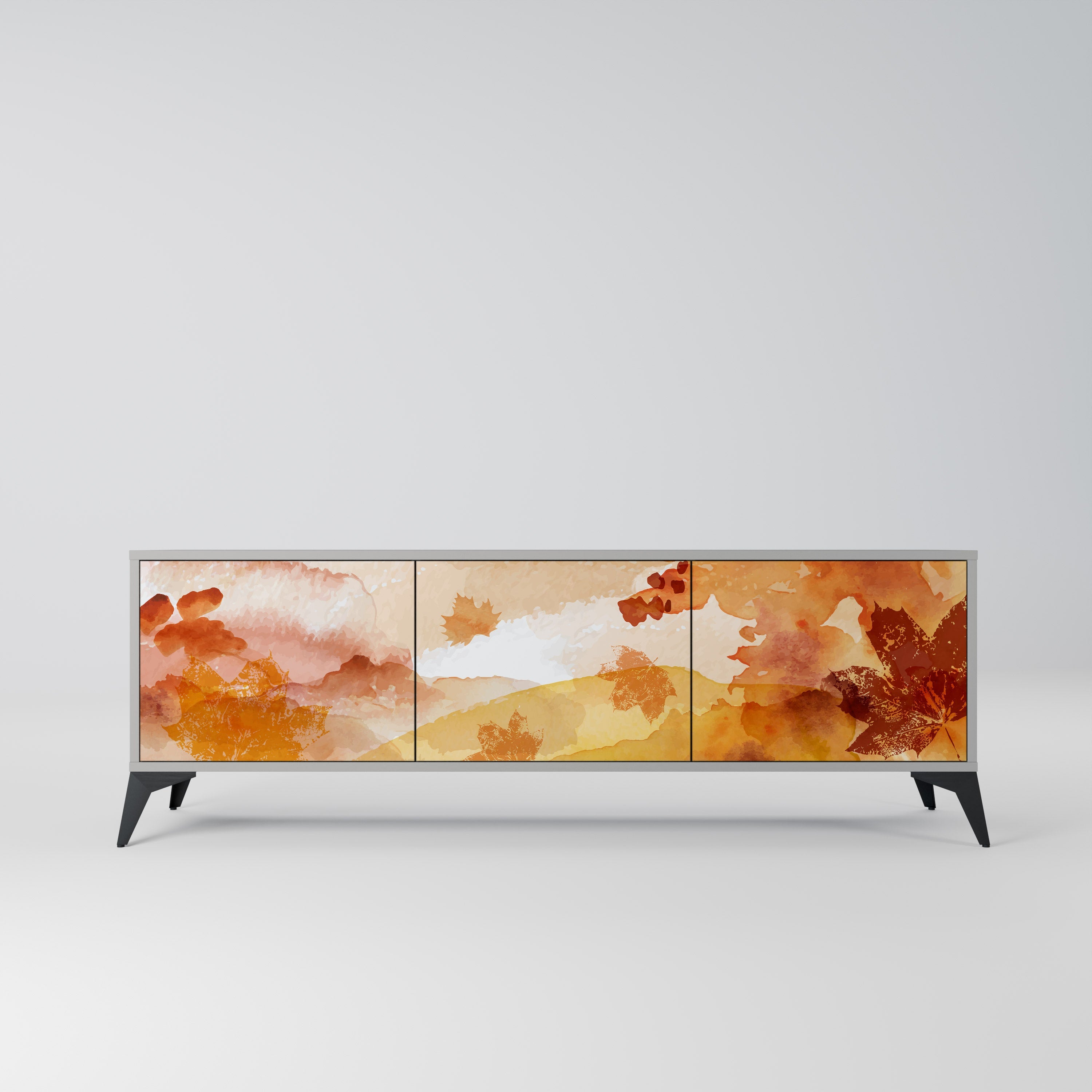 Meuble TV 3 portes TRACES OF AUTUMN finition grise