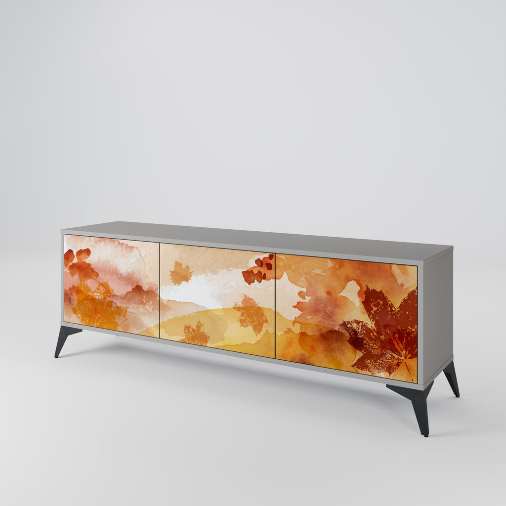 Meuble TV 3 portes TRACES OF AUTUMN finition grise