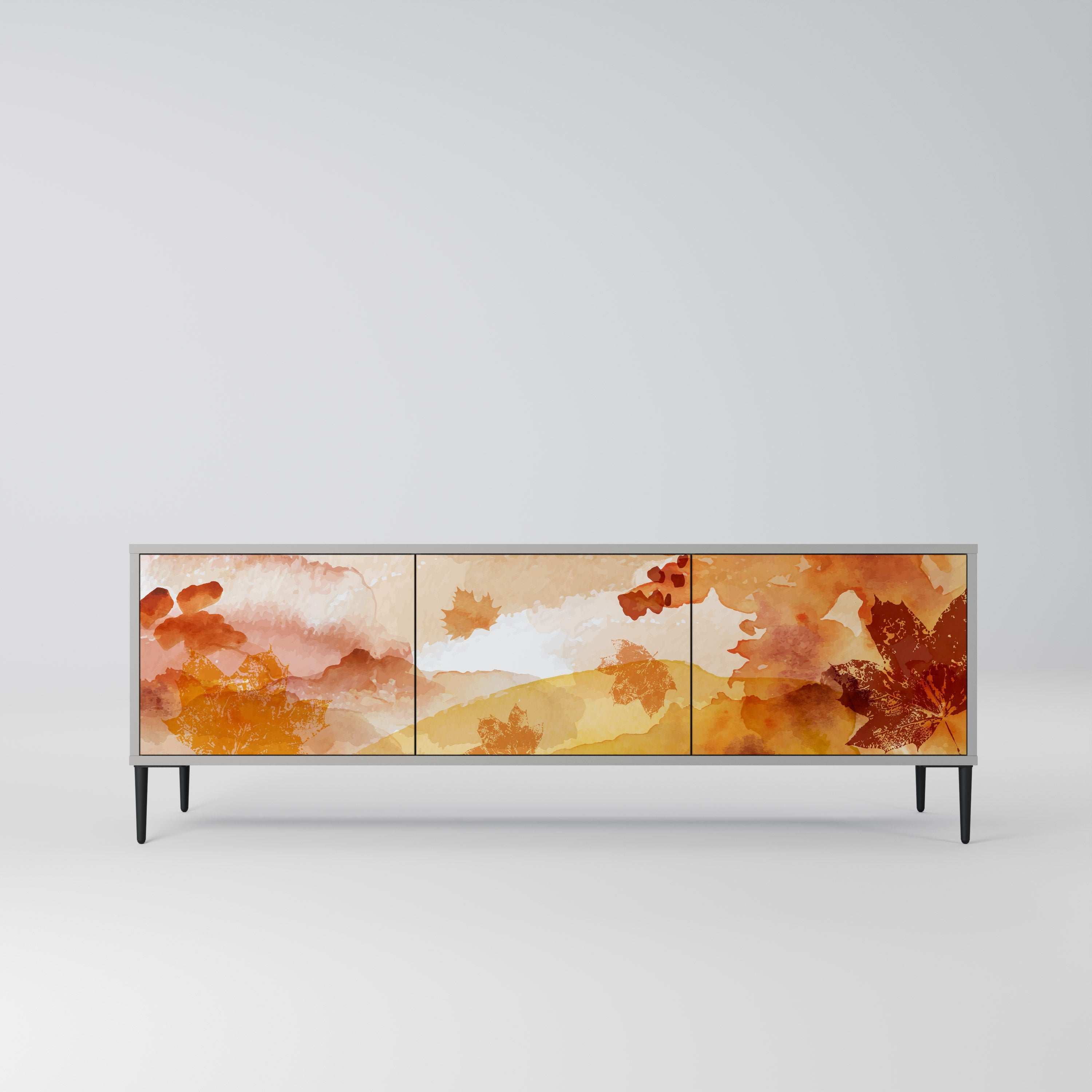 Meuble TV 3 portes TRACES OF AUTUMN finition grise