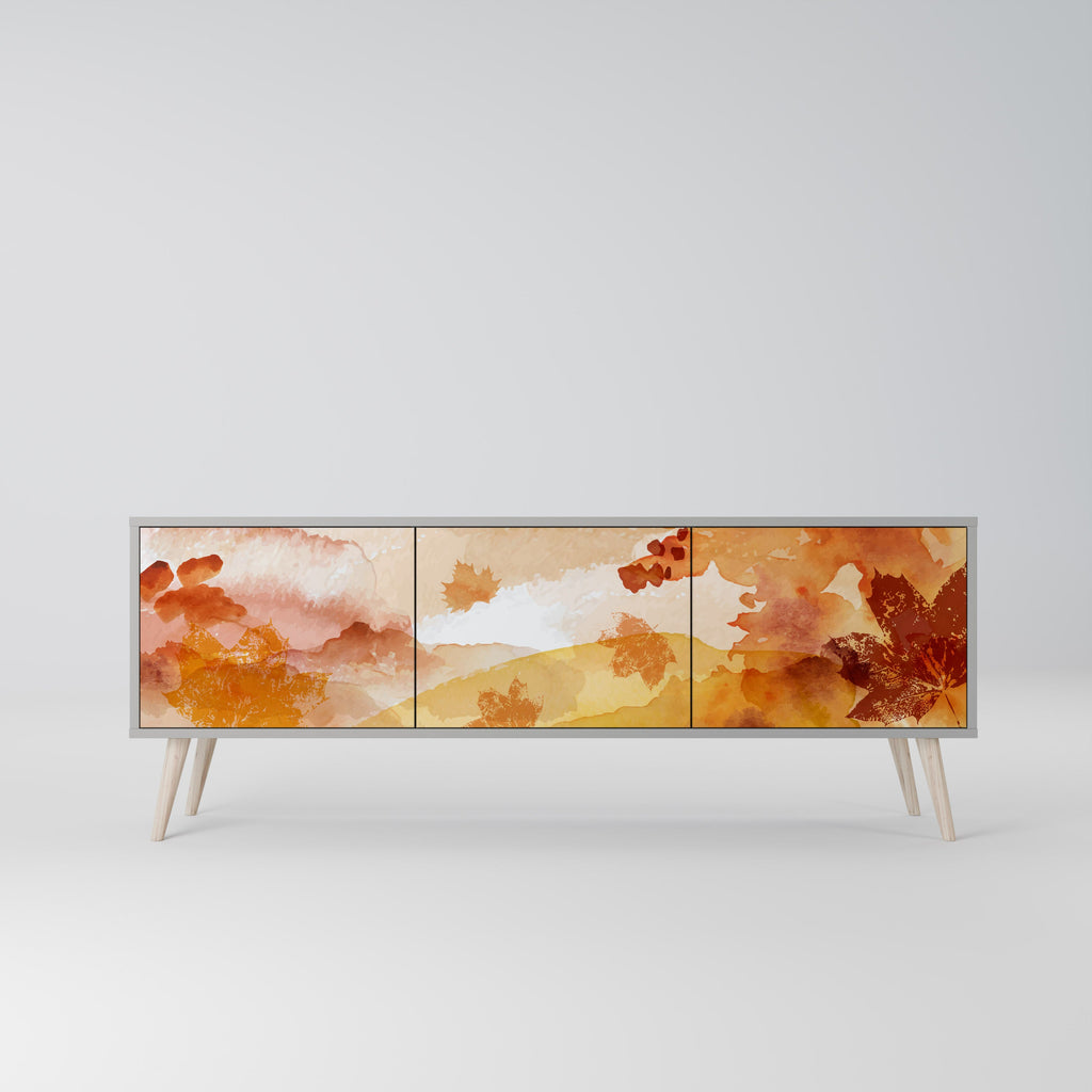 Meuble TV 3 portes TRACES OF AUTUMN finition grise