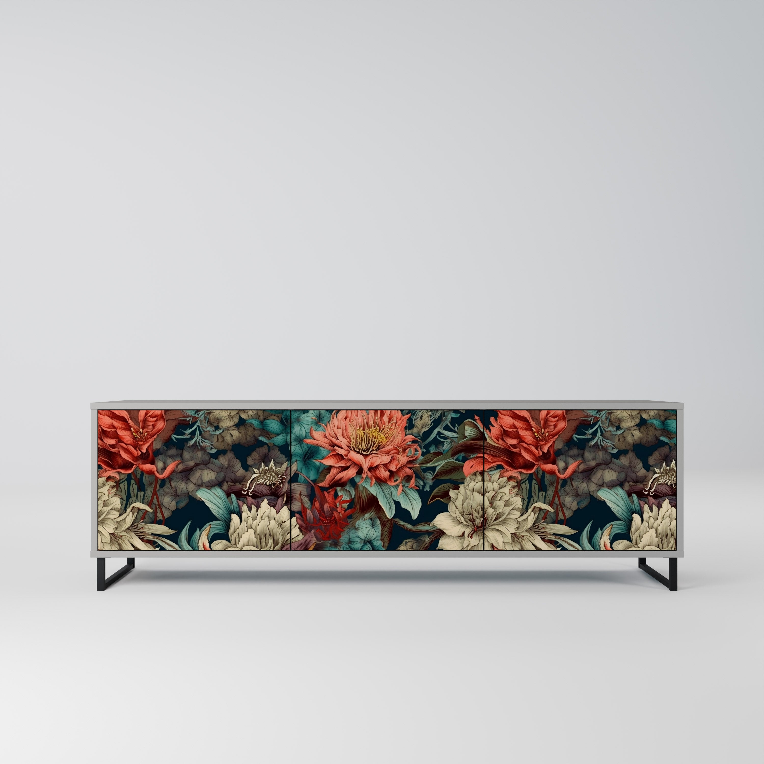 Meuble TV 3 portes SPROUTING GRACE en finition grise