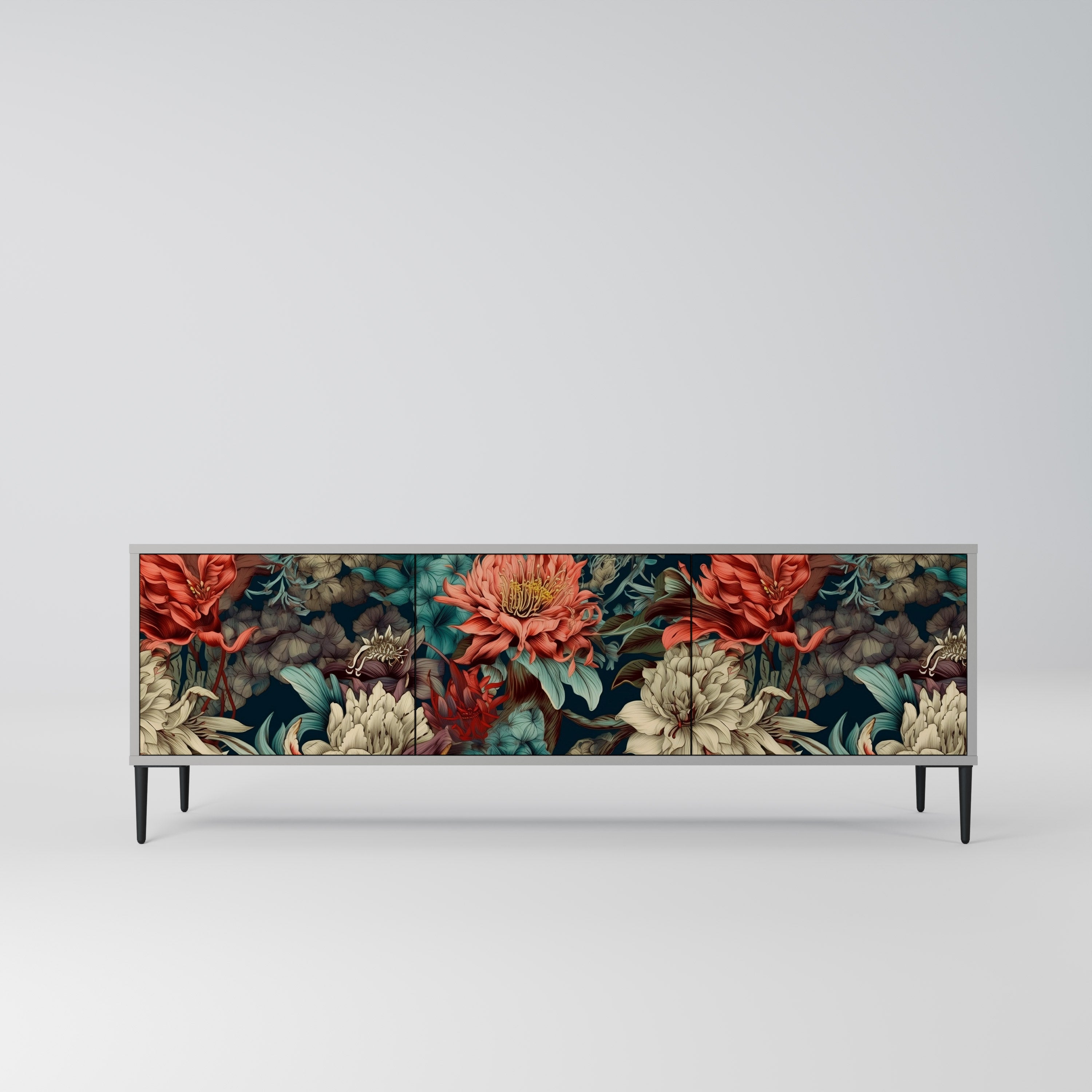 Meuble TV 3 portes SPROUTING GRACE en finition grise