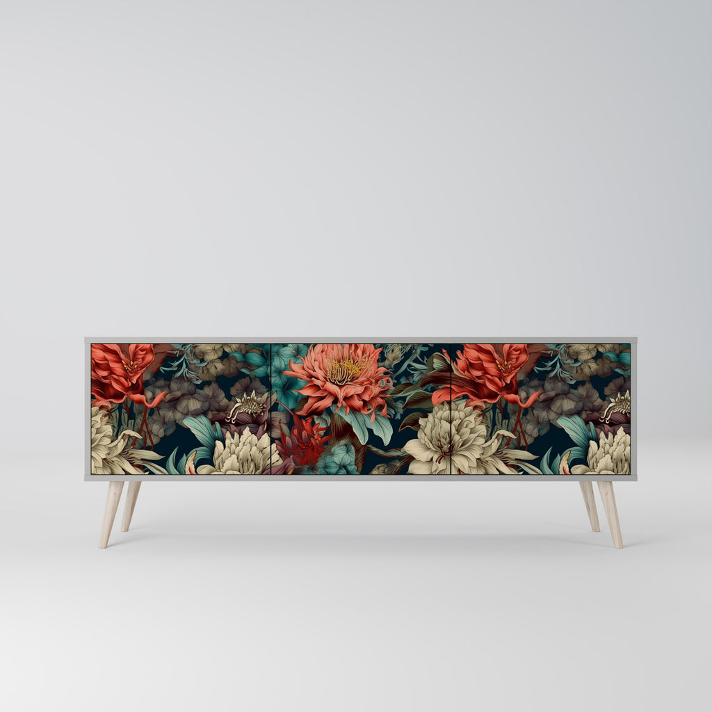 Meuble TV 3 portes SPROUTING GRACE en finition grise