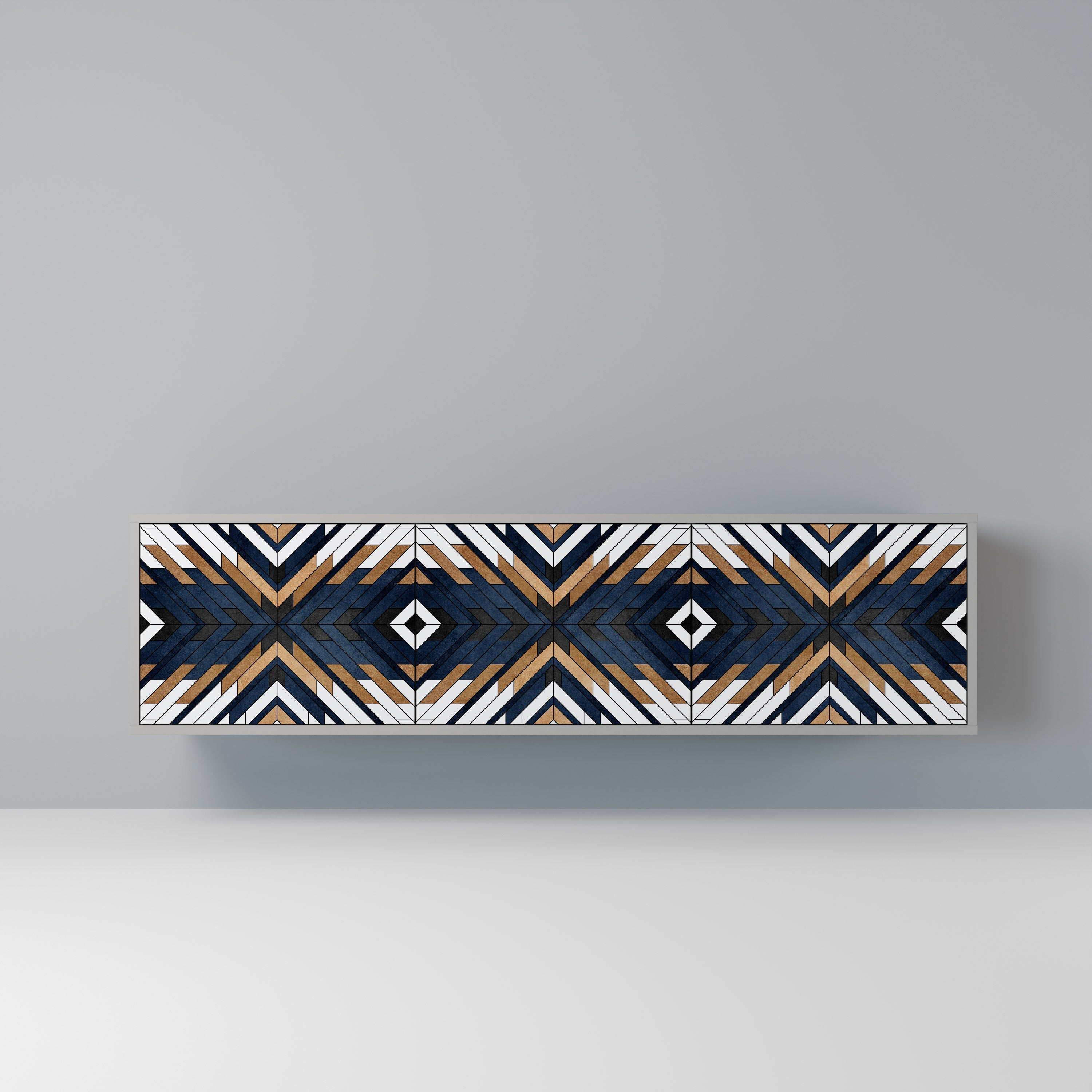 Meuble TV 3 portes ARTFUL GEOMETRY en finition grise