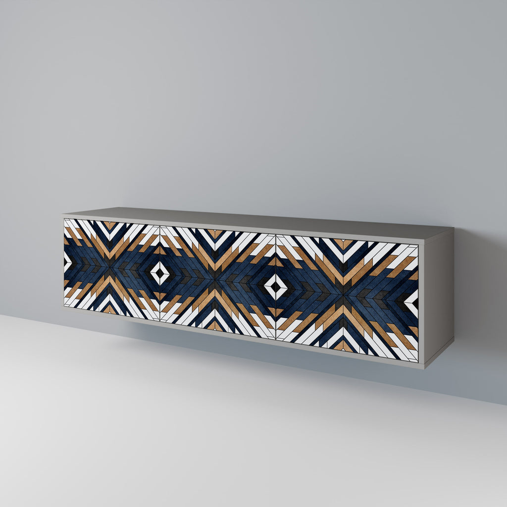 Meuble TV 3 portes ARTFUL GEOMETRY en finition grise