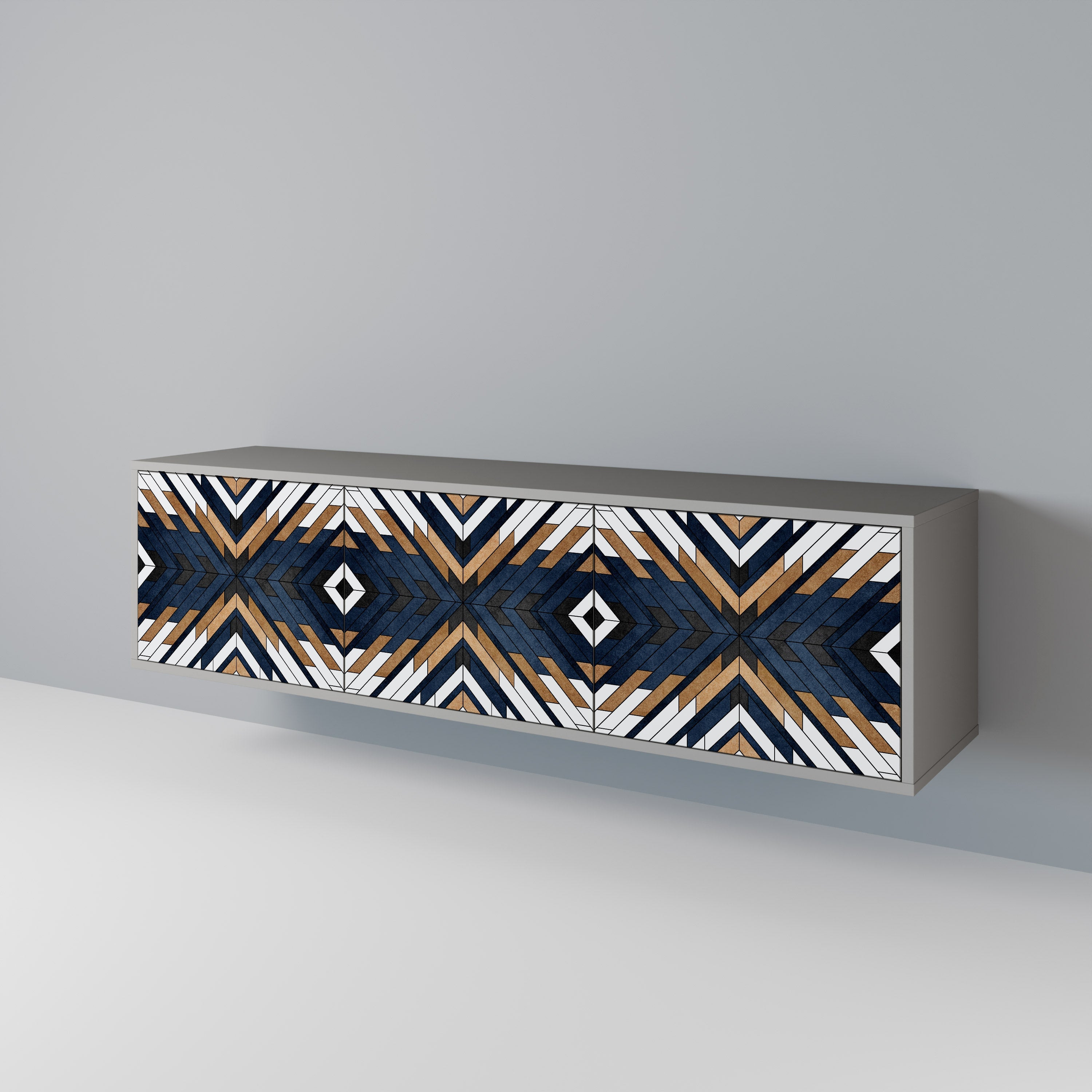 Meuble TV 3 portes ARTFUL GEOMETRY en finition grise