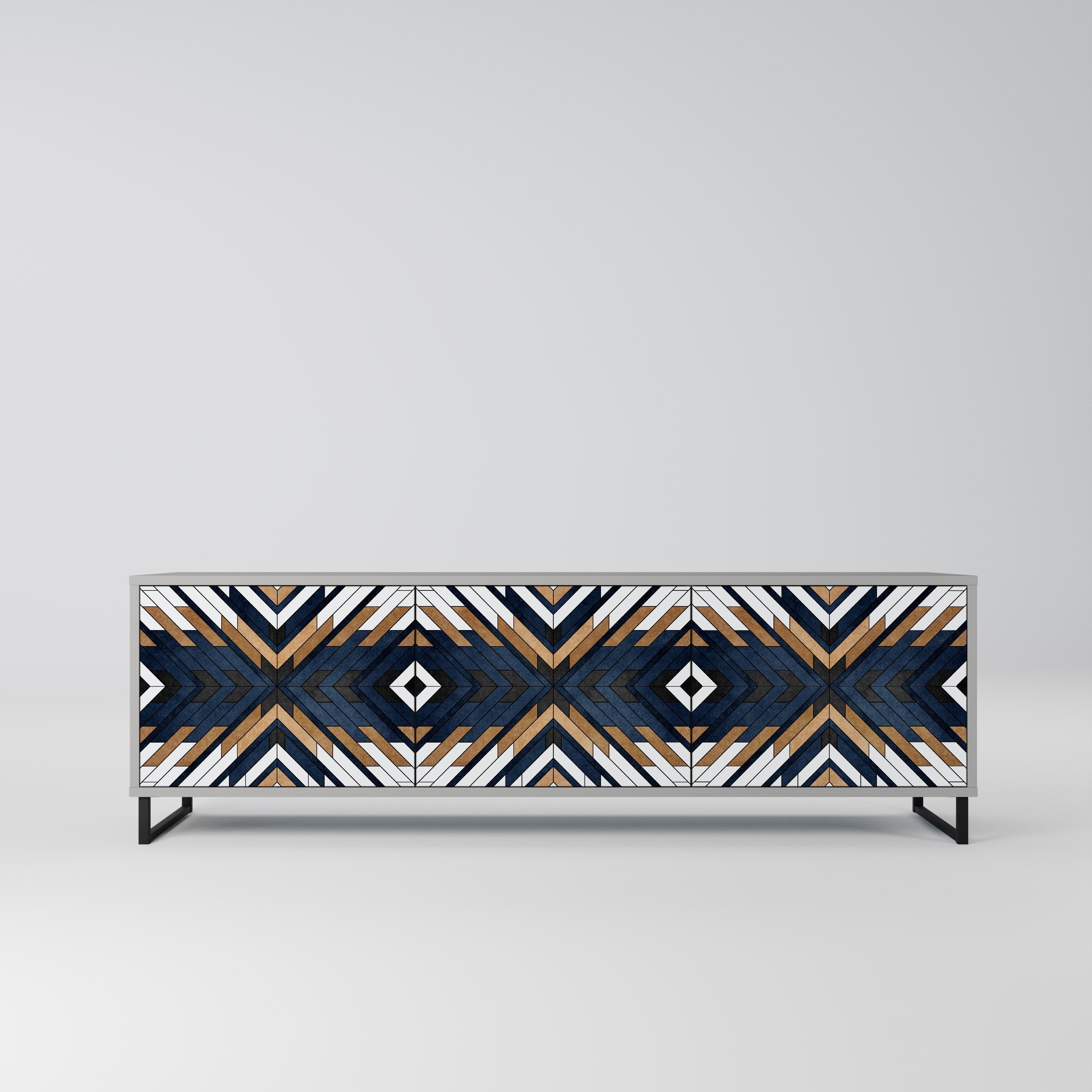 Meuble TV 3 portes ARTFUL GEOMETRY en finition grise