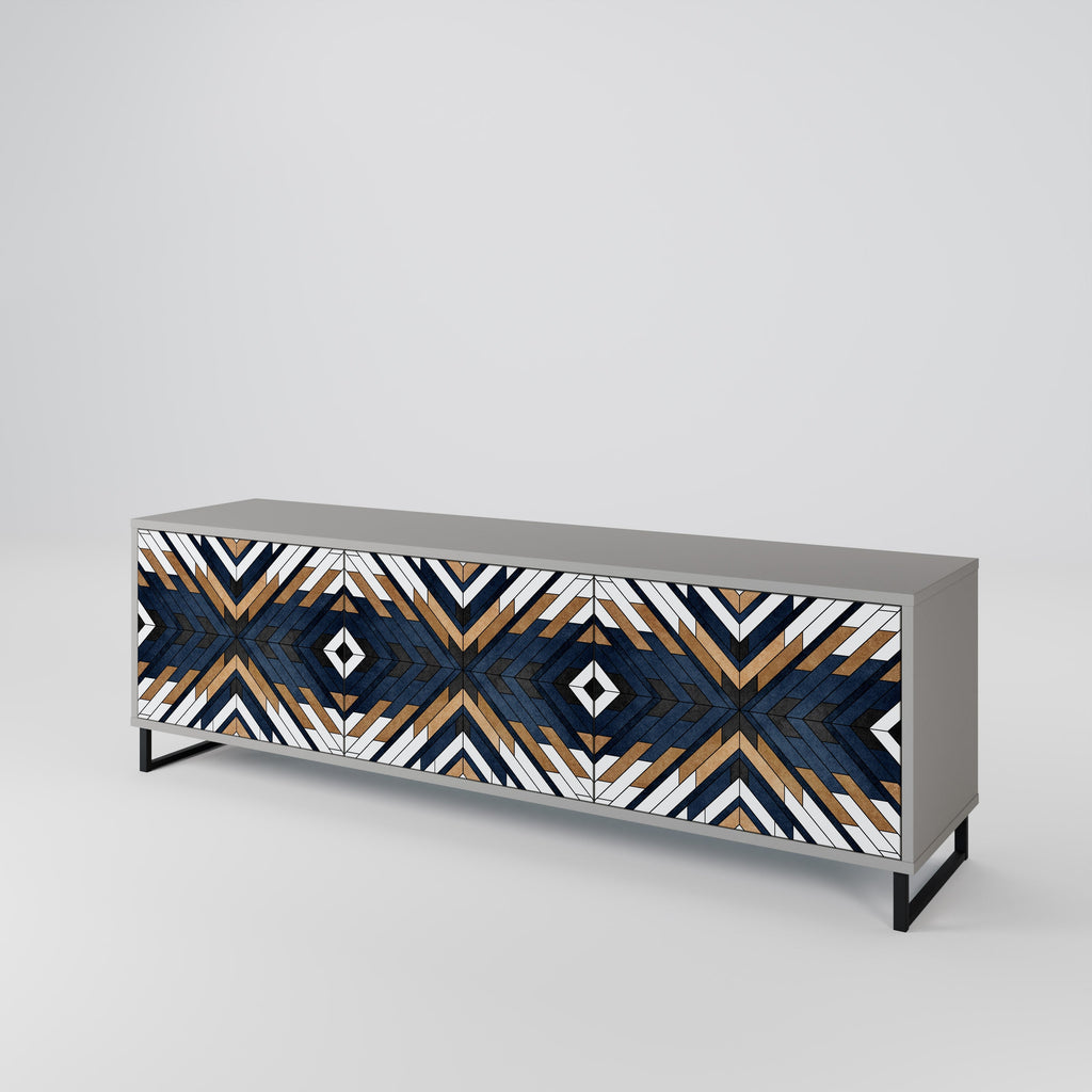 Meuble TV 3 portes ARTFUL GEOMETRY en finition grise