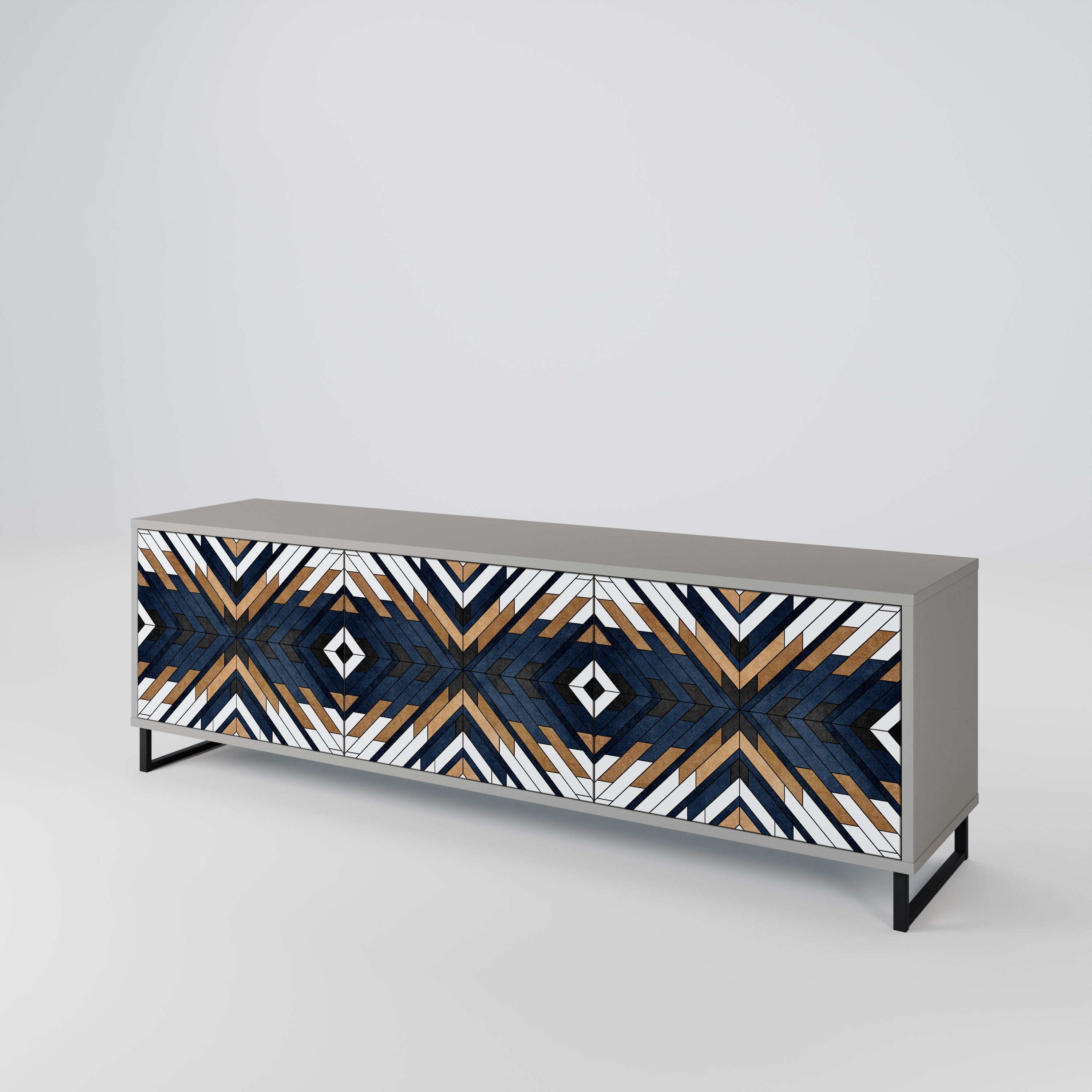 Meuble TV 3 portes ARTFUL GEOMETRY en finition grise