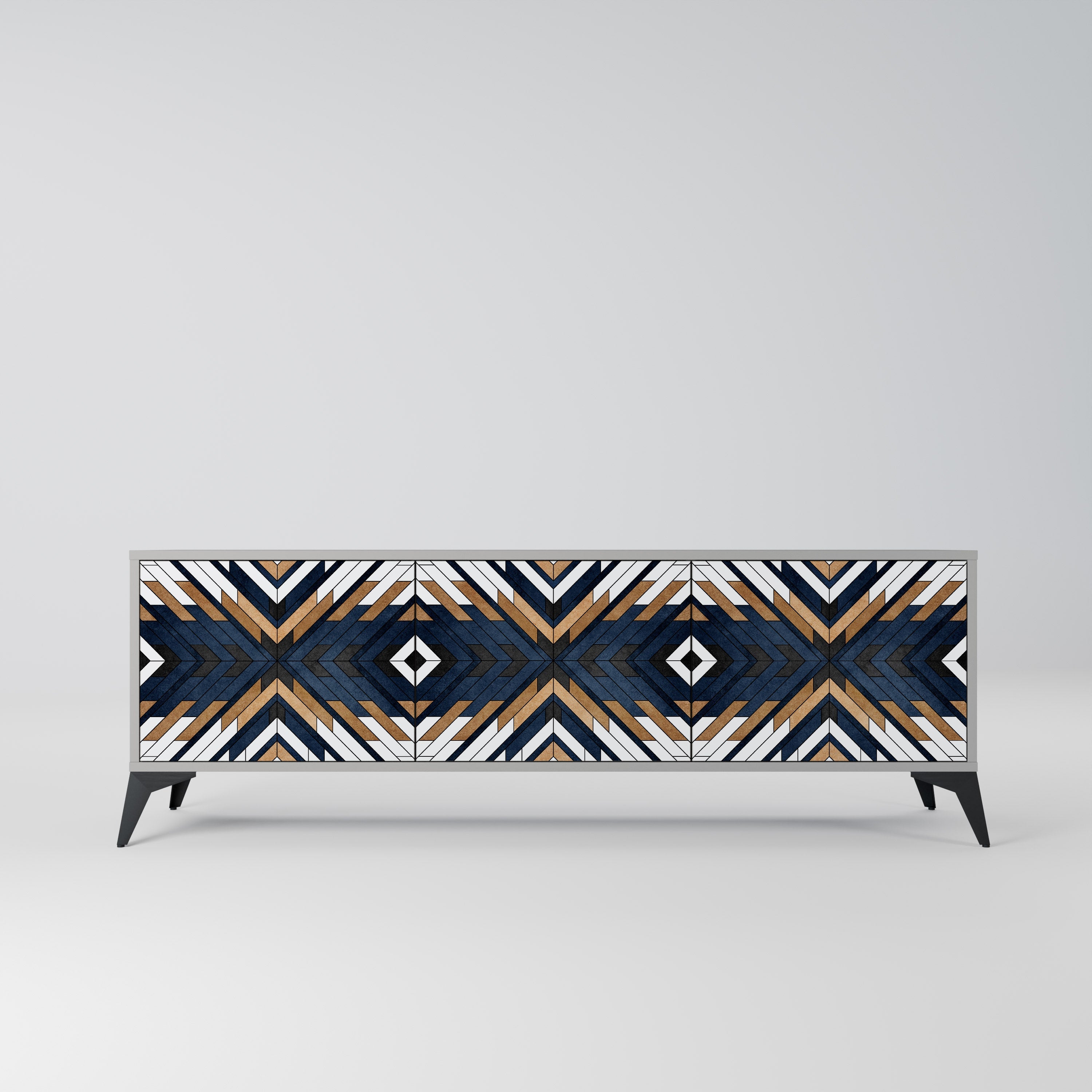 Meuble TV 3 portes ARTFUL GEOMETRY en finition grise