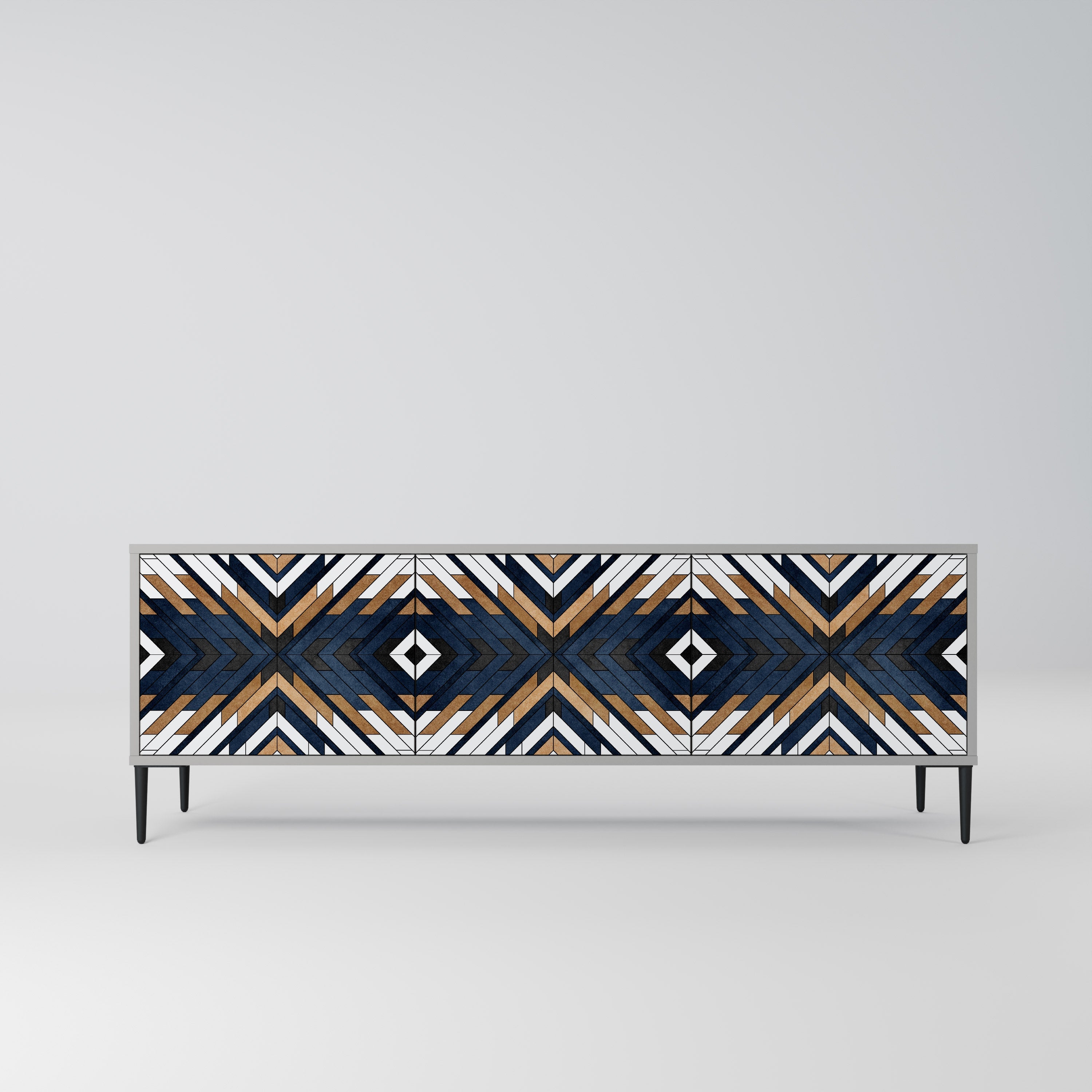 Meuble TV 3 portes ARTFUL GEOMETRY en finition grise