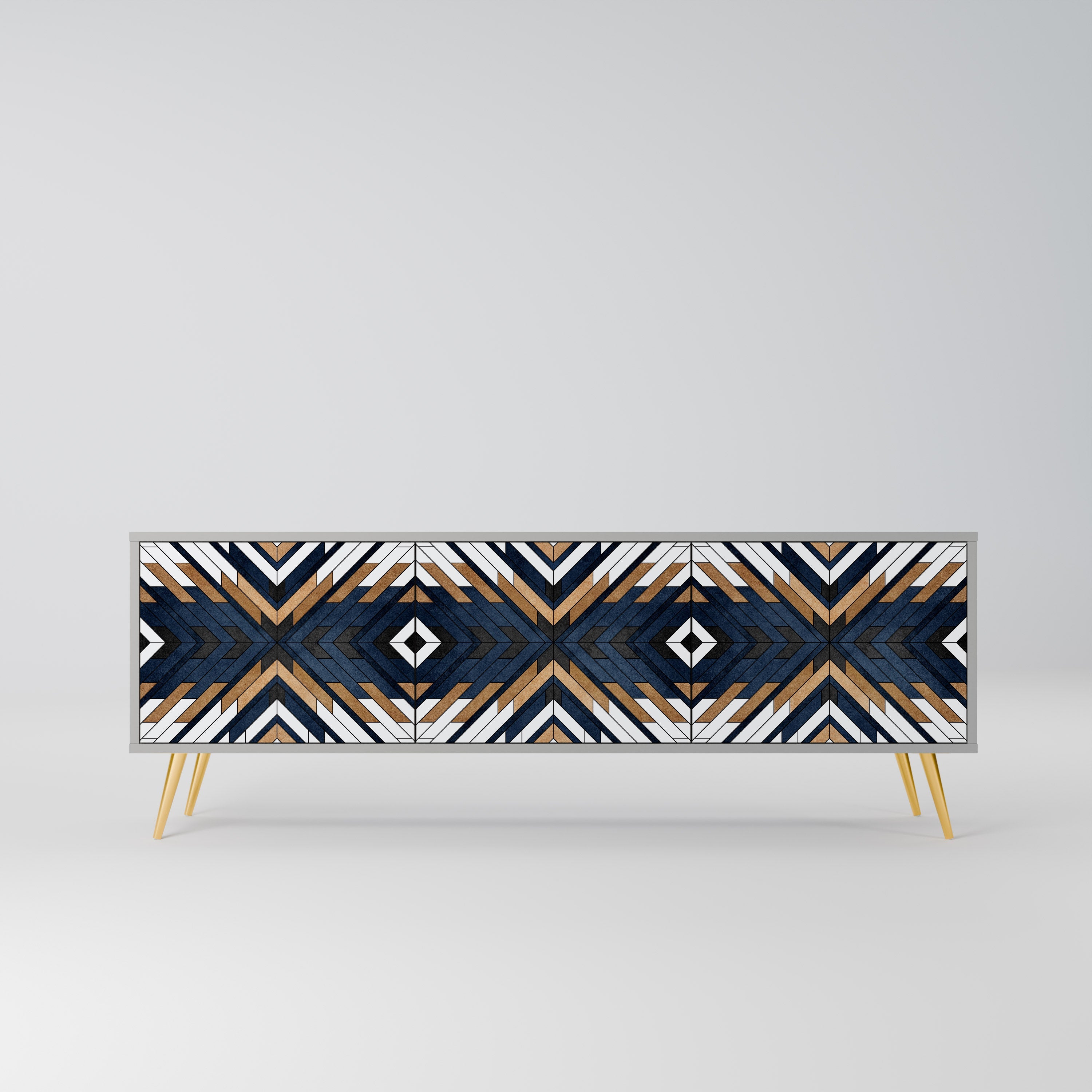 Meuble TV 3 portes ARTFUL GEOMETRY en finition grise