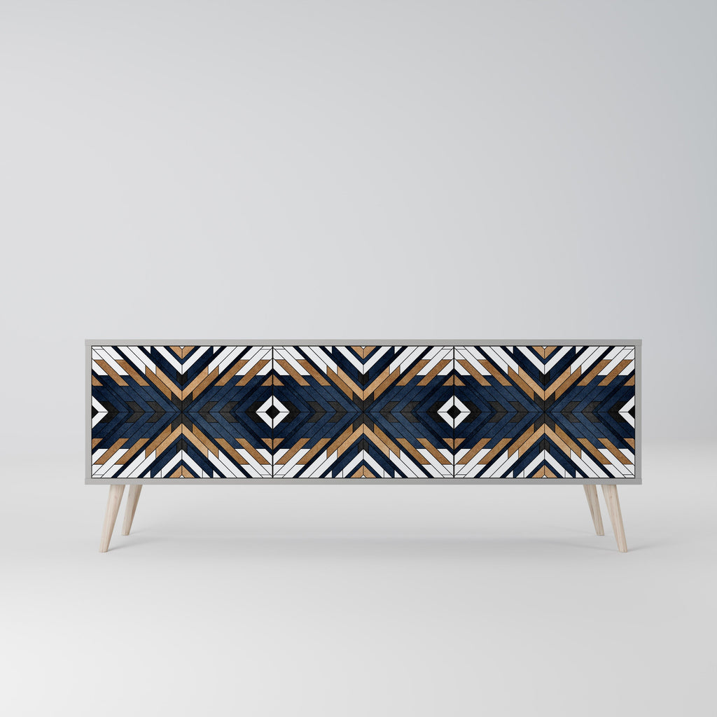 Meuble TV 3 portes ARTFUL GEOMETRY en finition grise